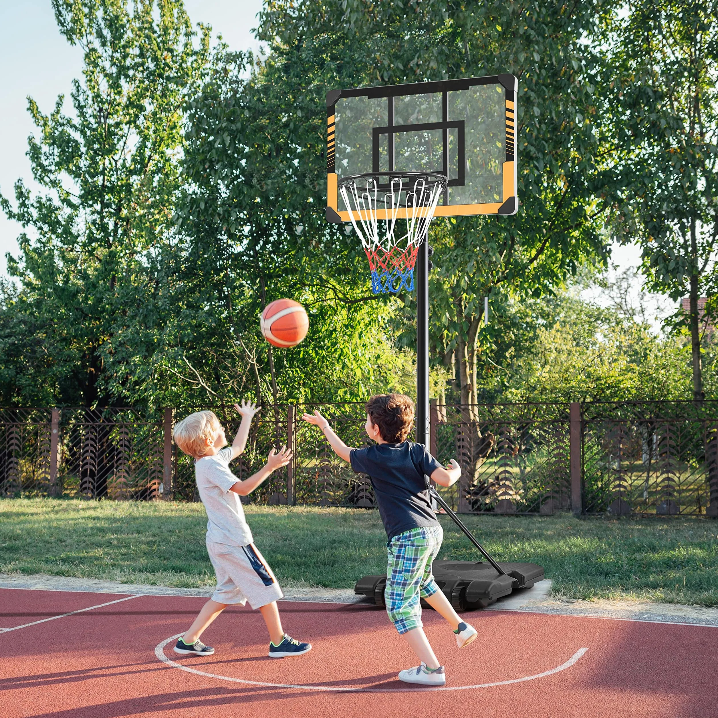 Yaheetech Canestro Basket Esterno Interno Altezza Regolabile con Colonna Tabellone