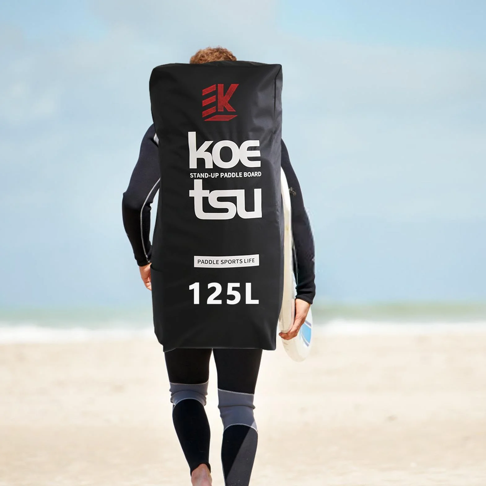 125L Zaino da viaggio per paddleboard gonfiabile Su-p Stand Up Board Borsa da trasporto Zaino a spalla | Zaino da viaggio per tavole gonfiabili, fodera imbottita in schiuma per kayak, tavola da surf