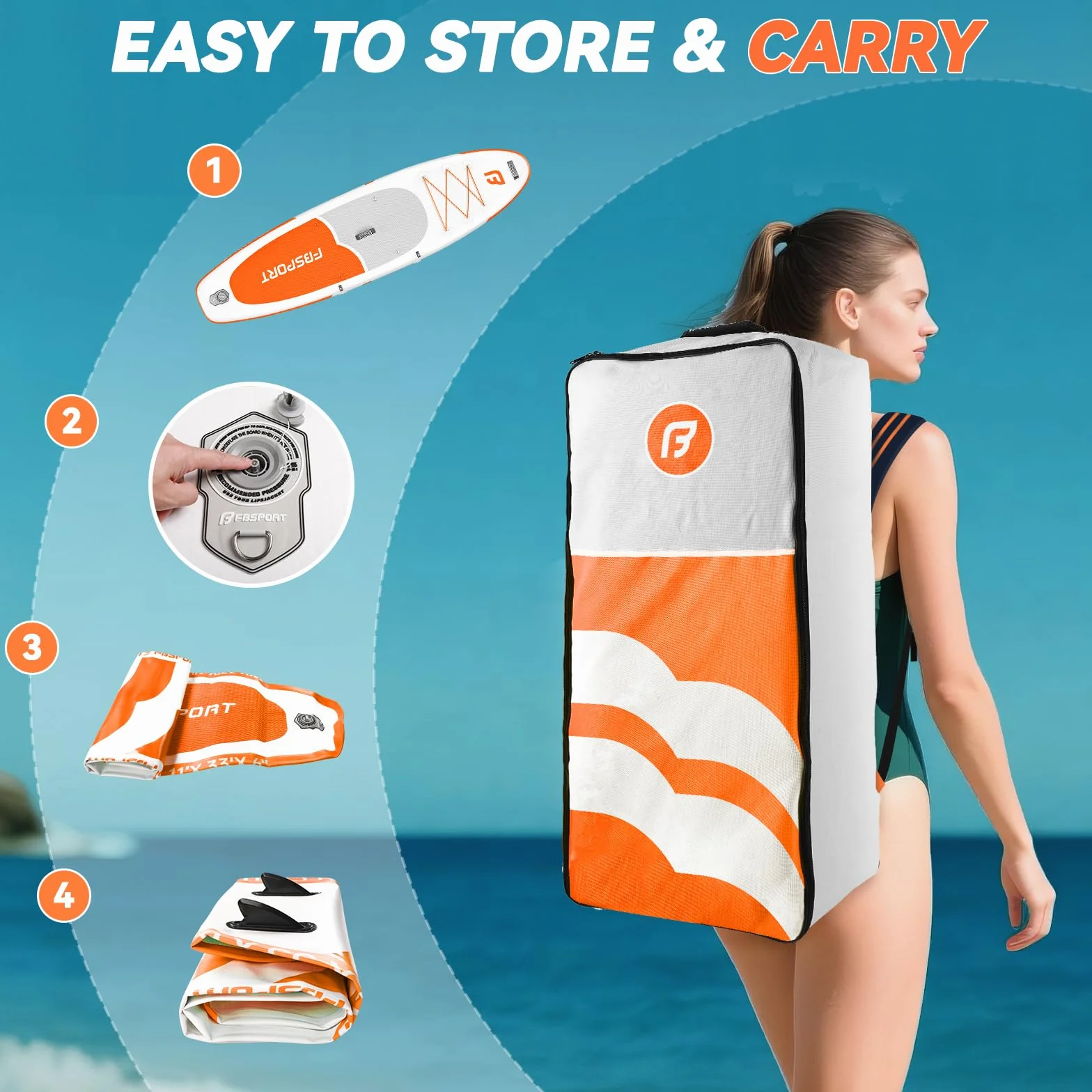 FBSPORT Tavola SUP Gonfiabile Adulti 335 cm, Extra Larga 15 cm, Capacità 160 kg, Set Completo con Pagaia e Pompa