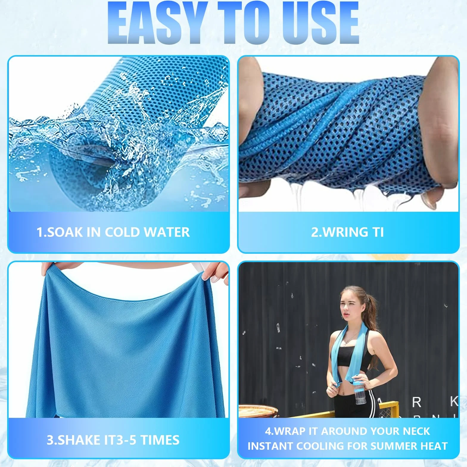 Asciugamano da ghiaccio 30 x 100cm, asciugamano golf, cooling towel, Asciugamano Raffreddamento per Yoga Palestra