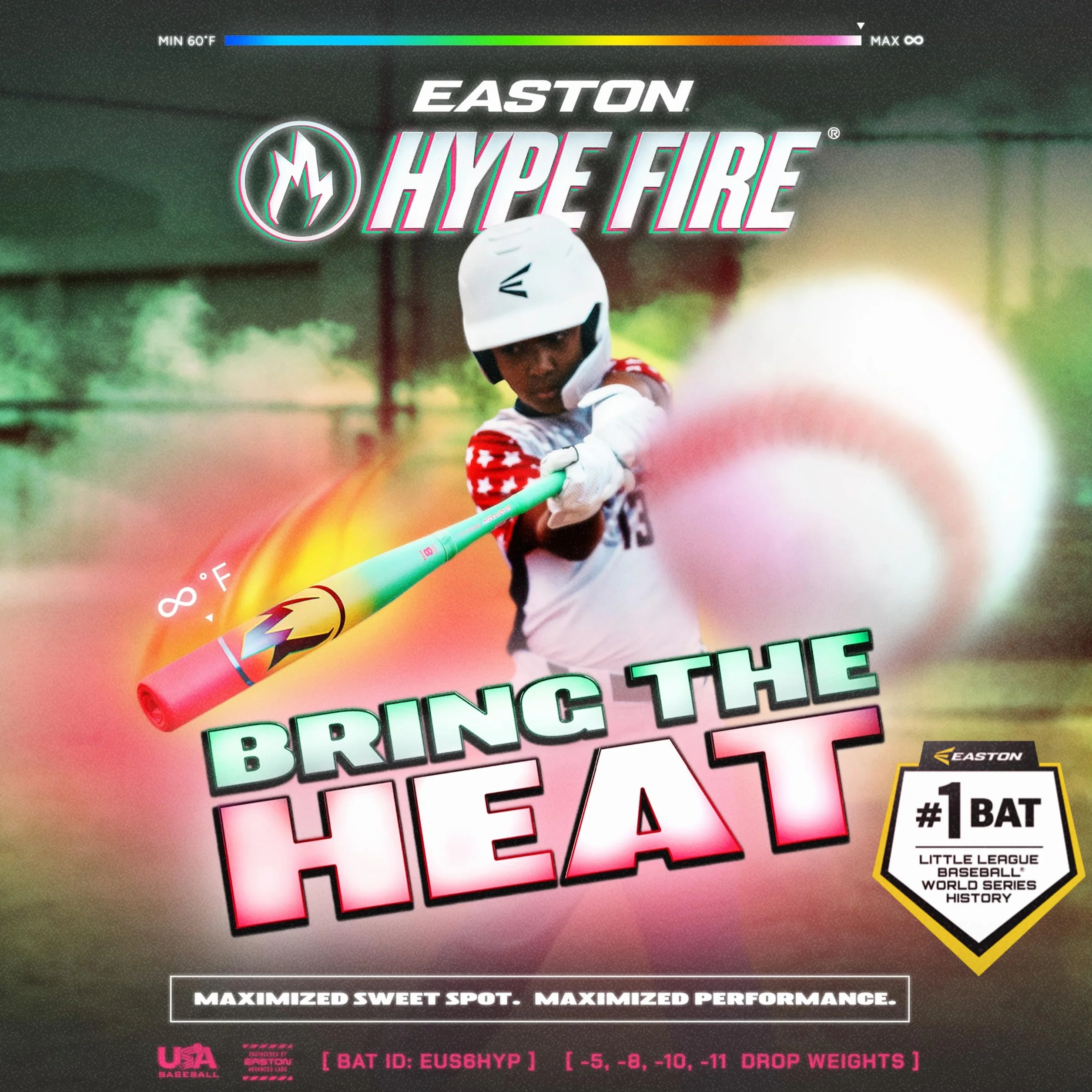 Easton Hype Fire Mazza da baseball USA Drop -5 -8 -10 -11 2 pezzi in composito