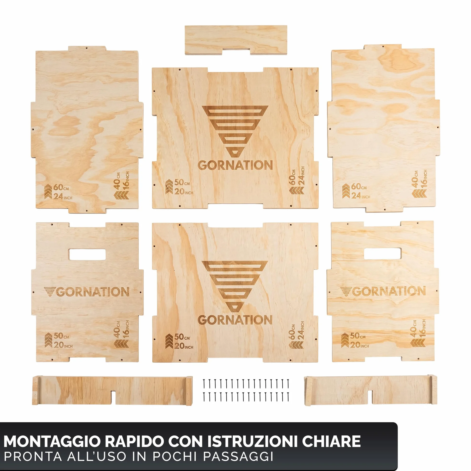 GORNATION Plyo Box 3 in 1 Legno Scatola Pliometrica per Salti Crossfit Home Gym