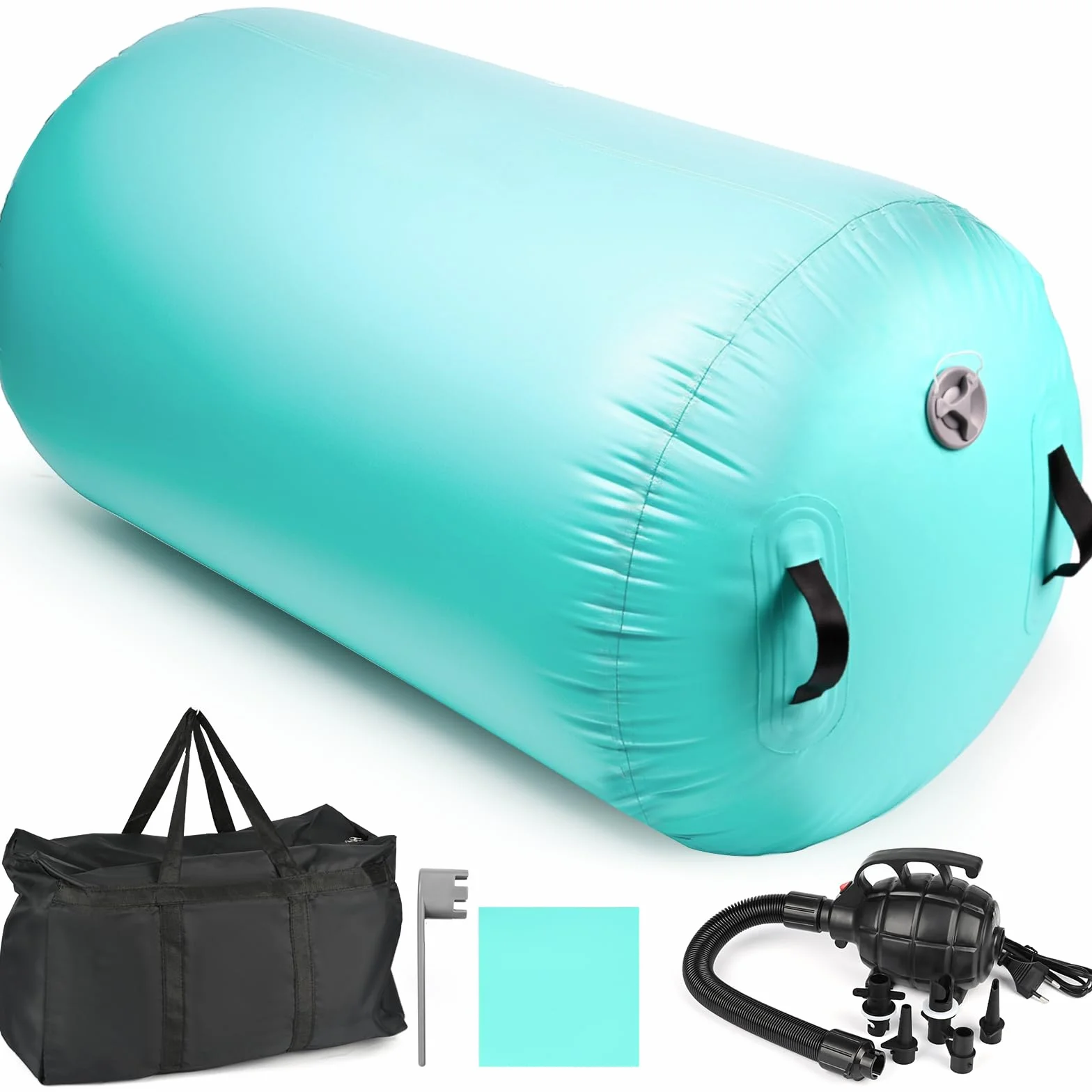 Diealles Shine Air Roll, 100x60cm Rullo ad Aria Gonfiabile Rotondo, Rotolo Gonfiabile con Pompa Elettrica e Borsa per il Trasporto, Air Barrel Gymnastics Roller per Allenamento Fitness Yoga