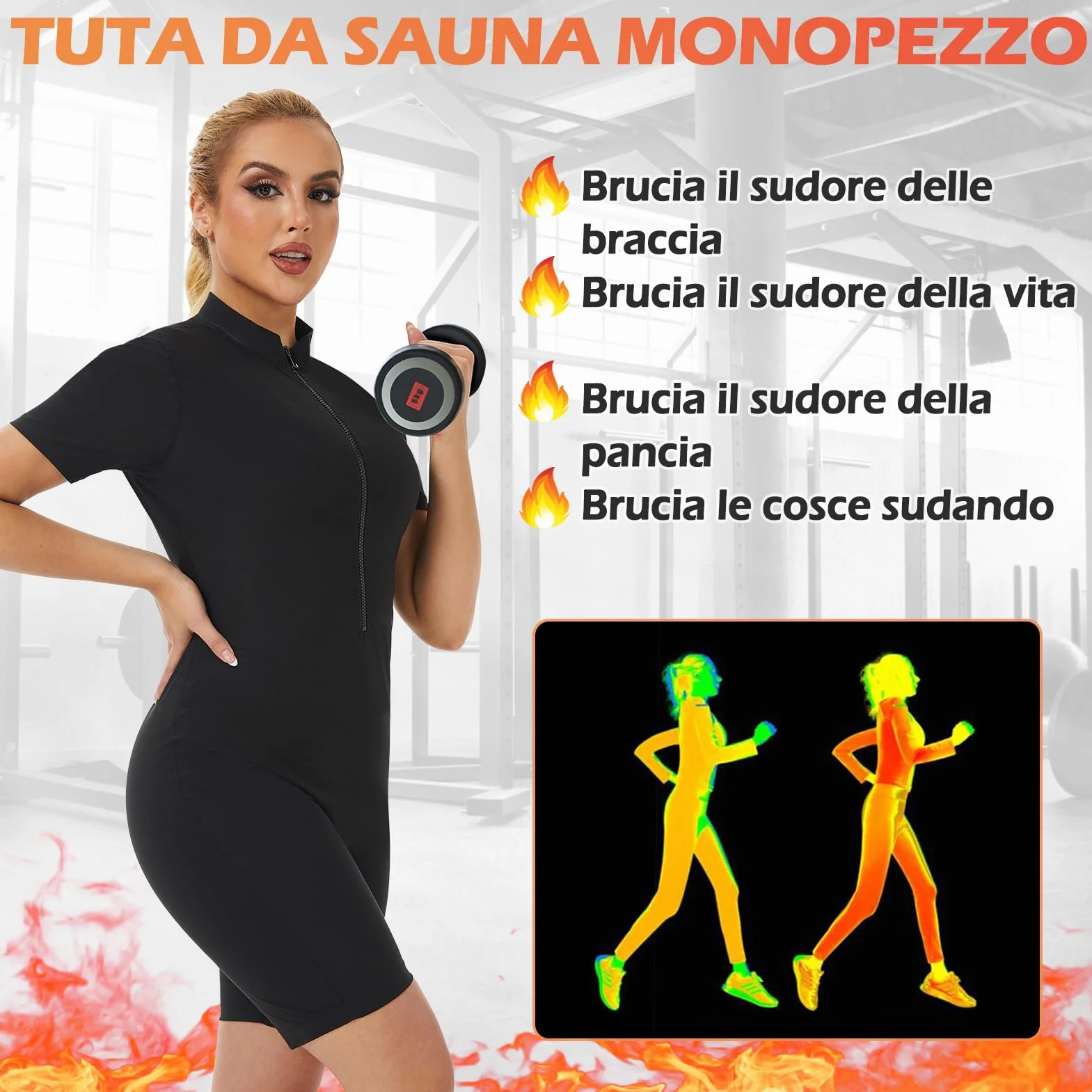 Kiiwah Tuta Sauna Dimagrante Donna, Tuta da Corpo Intero Effetto Sudare per Sport Yoga Fitness