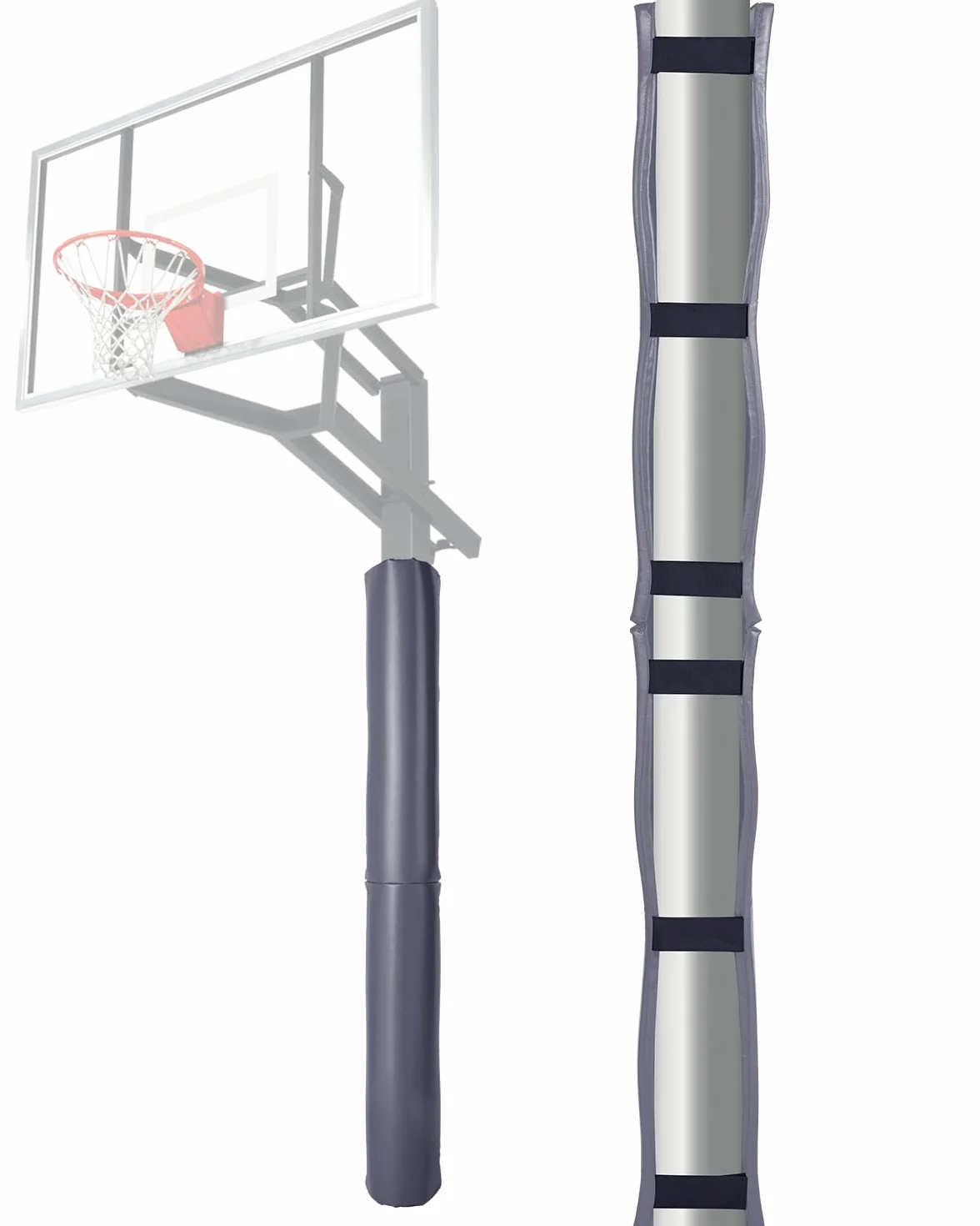 VEVOR Imbottitura per Palo da Basket Altezza 180 cm, Quadrate 40x40-115x115 mm, Tonde 50-160 mm, Cuscinetto Protettivo Grigio