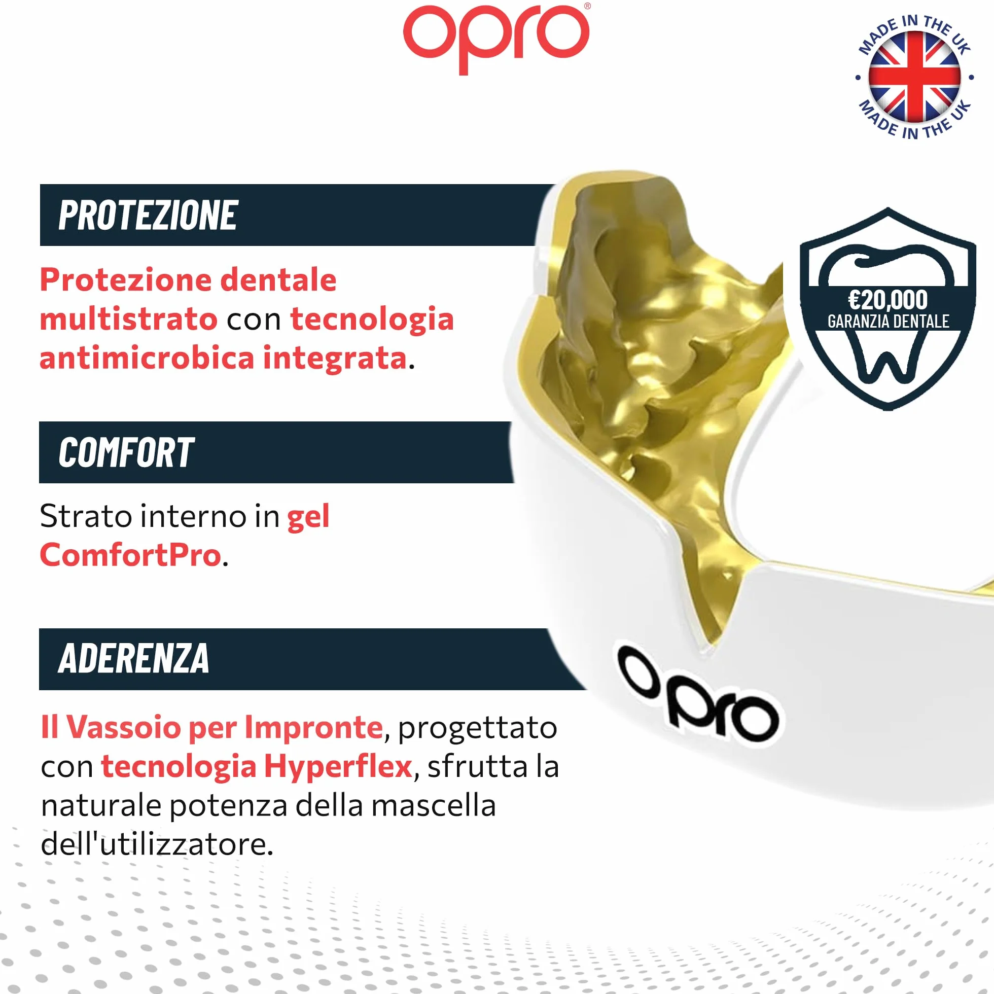 OPRO Paradenti Instant Custom-Fit - Protezione Dentale per Boxe, MMA, Rugby, Hockey - Automodellante