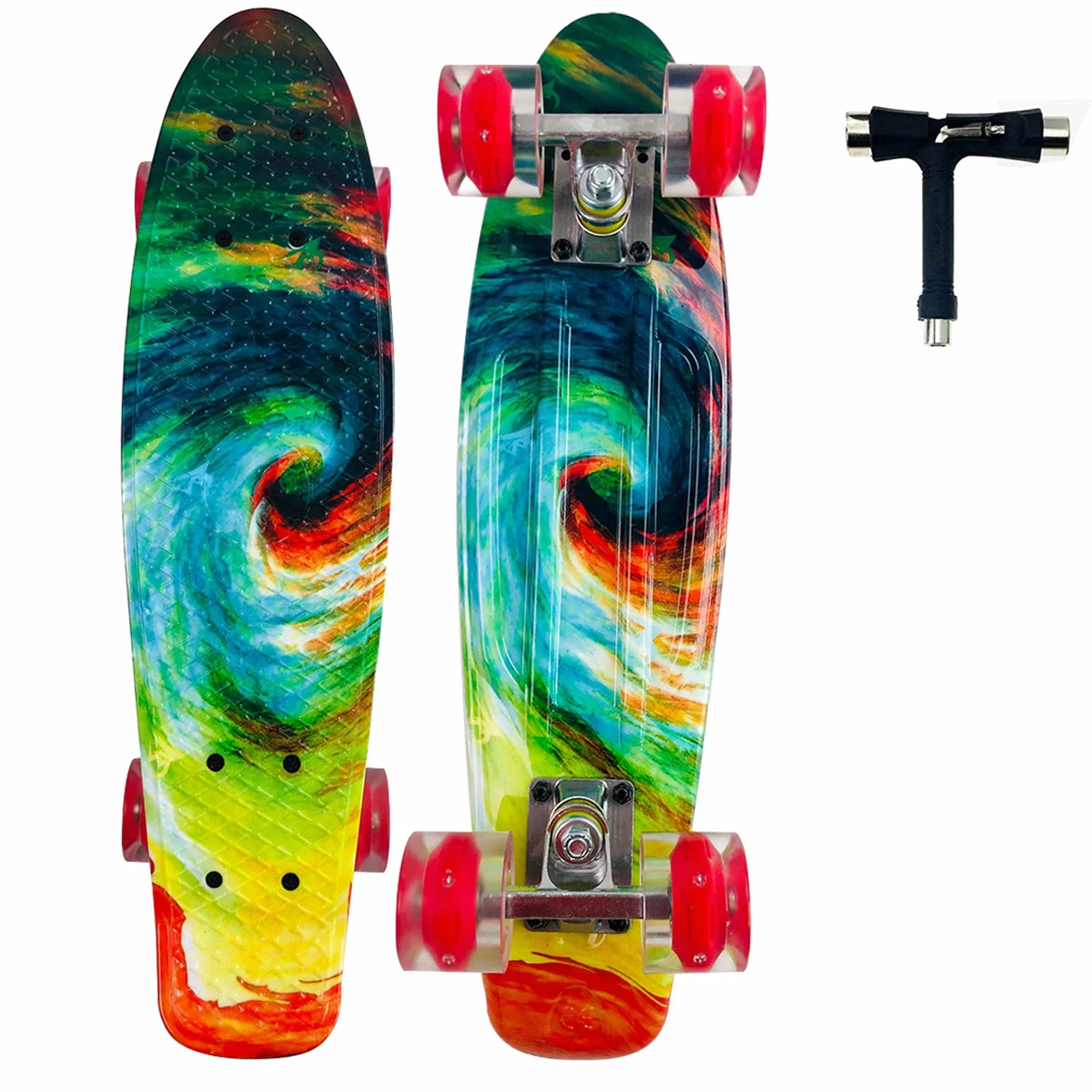 Skateboard Kids Mini Cruiser Skateboard Completo da 22 Pollici con Ruote Luminose a LED per Adulti Bambini Principianti Ragazze Ragazzi Regalo di Compleanno