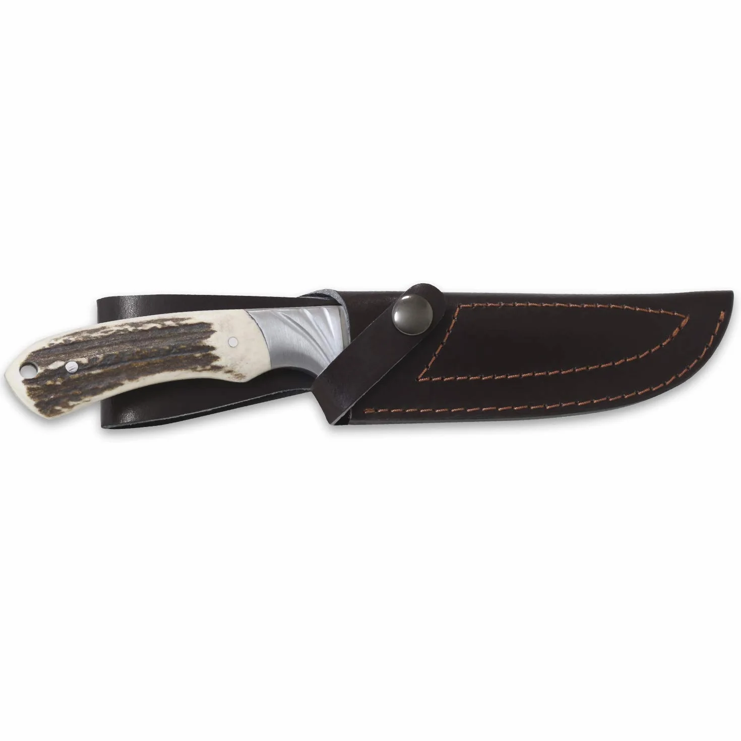 iFIELD EL29013 Multifunzionale escursionismo, caccia e sopravvivenza coltello per l'esterno, Deer Handle, lama in acciaio inox 3Cr13, di alta qualità fodero colore marrone