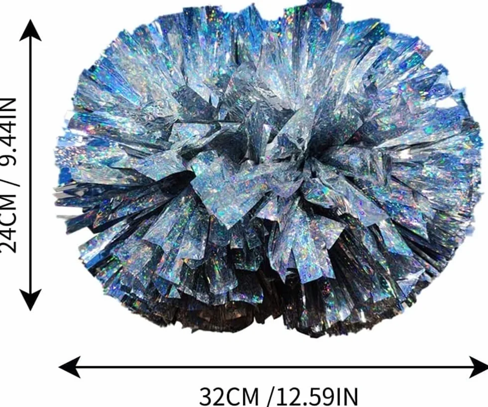 Pompon da Cheerleading 12,6 Pollici con Diamante Metallico Lucido per Bambini, Giochi Sportivi Scolastici
