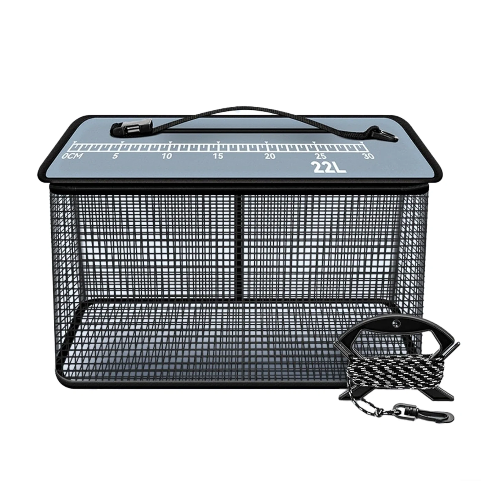 Cestino da pesca portatile ad asciugatura rapida con filo in nylon da 5 m, secchio galleggiante Keepalive Sea Rock Shore per kayak e pesca in barca, 45 x 26 x 26 cm