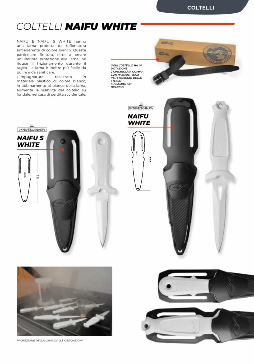 C4 Coltello Ergonomico Subacqueo Modello Naifu White