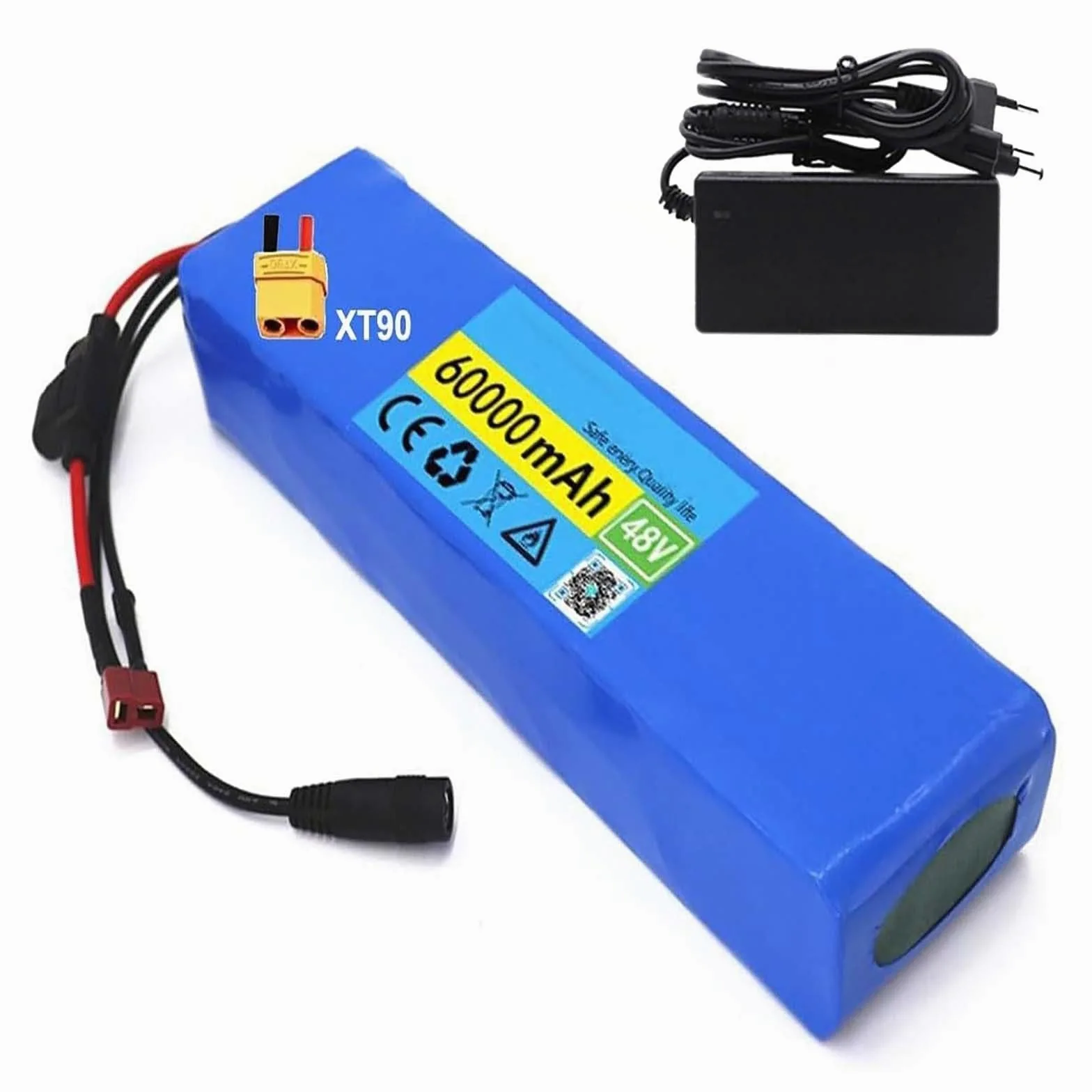 Batteria per ebike da 48 V 60 Ah, pacco batteria al litio per motore di bicicletta elettrica/scooter da 1000 W, 750 W, 500 W con BMS integrato, pacco batteria per bici elettrica con caricabatterie