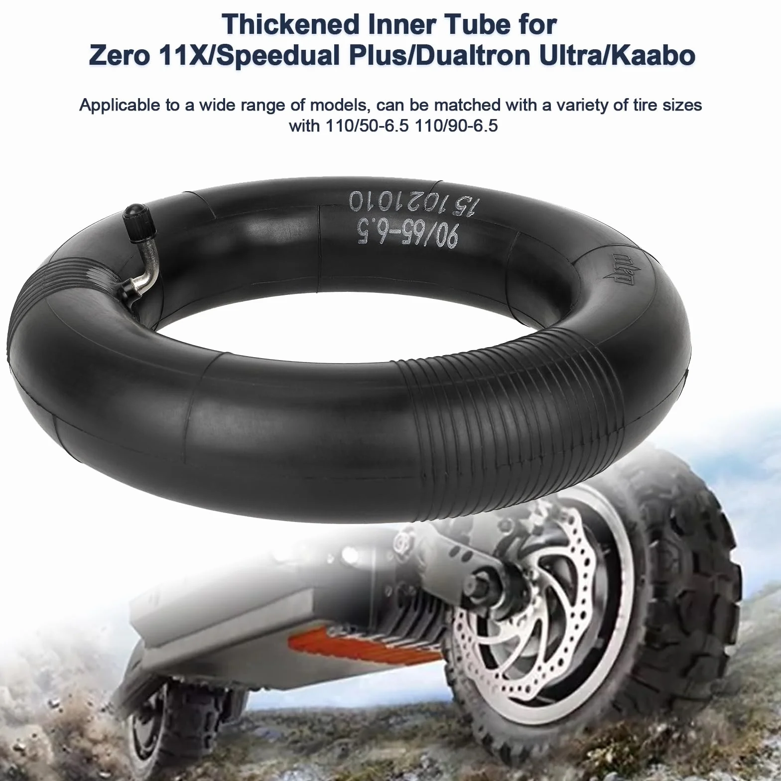 TREFAN Camera d'Aria Addensata 11 Pollici per Dualtron Ultra Monopattino Elettrico Gomma di Ricambio 110/50-6.5 110/90-6.5 2 PZ