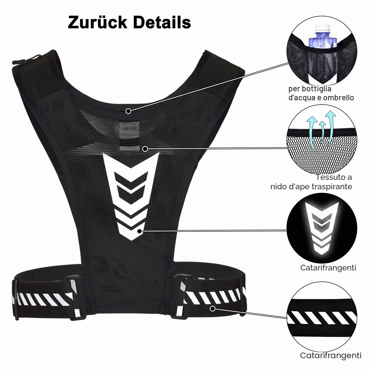 Gilet Running Impermeabile Riflettente con Porta Cellulare per Uomo Donna Jogging