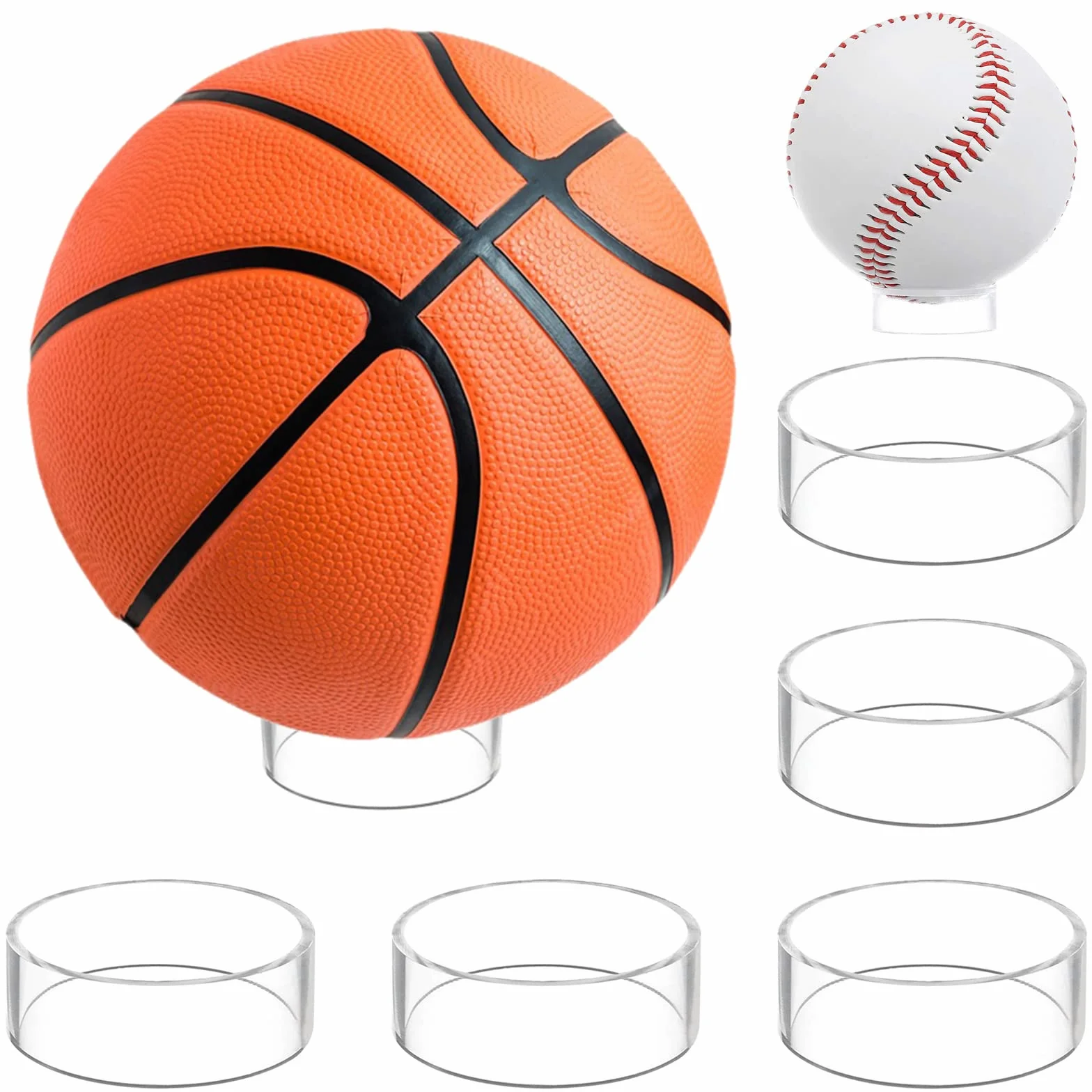 Espositore per Pallone da Calcio in Acrilico 5 Pezzi, Supporto da Palla Trasparente per Pallacanestro Rugby Baseball