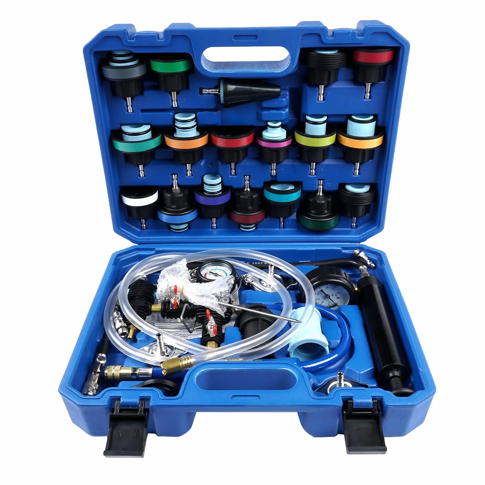 31 Pezzi Universale Radiatore Pressione Tester Kit per Il Test del Sistema di Raffreddamento del radiatore Pressione per Auto, Strumento ad Aria compressa per Auto, Blu