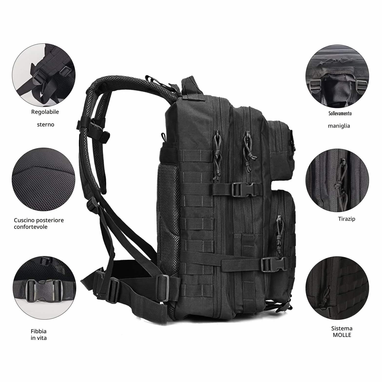 Oreunik Zaino Militare Tattico 45L Impermeabile Grande Viaggio Assalto Scuola