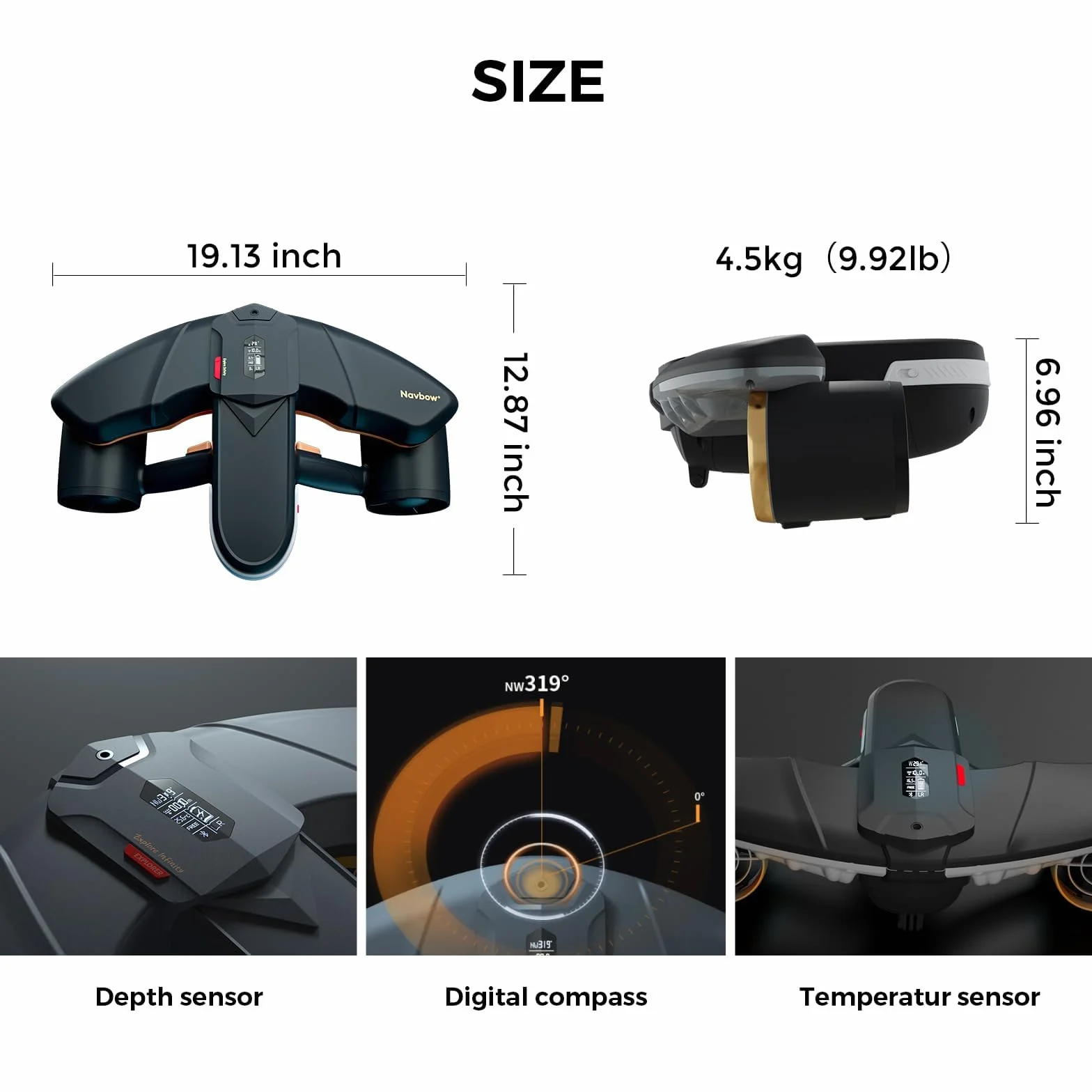 Sublue Navbow Plus Smart Monopattino subacqueo a Doppio Motore con Supporto Action Camera 2 m/s Arancione
