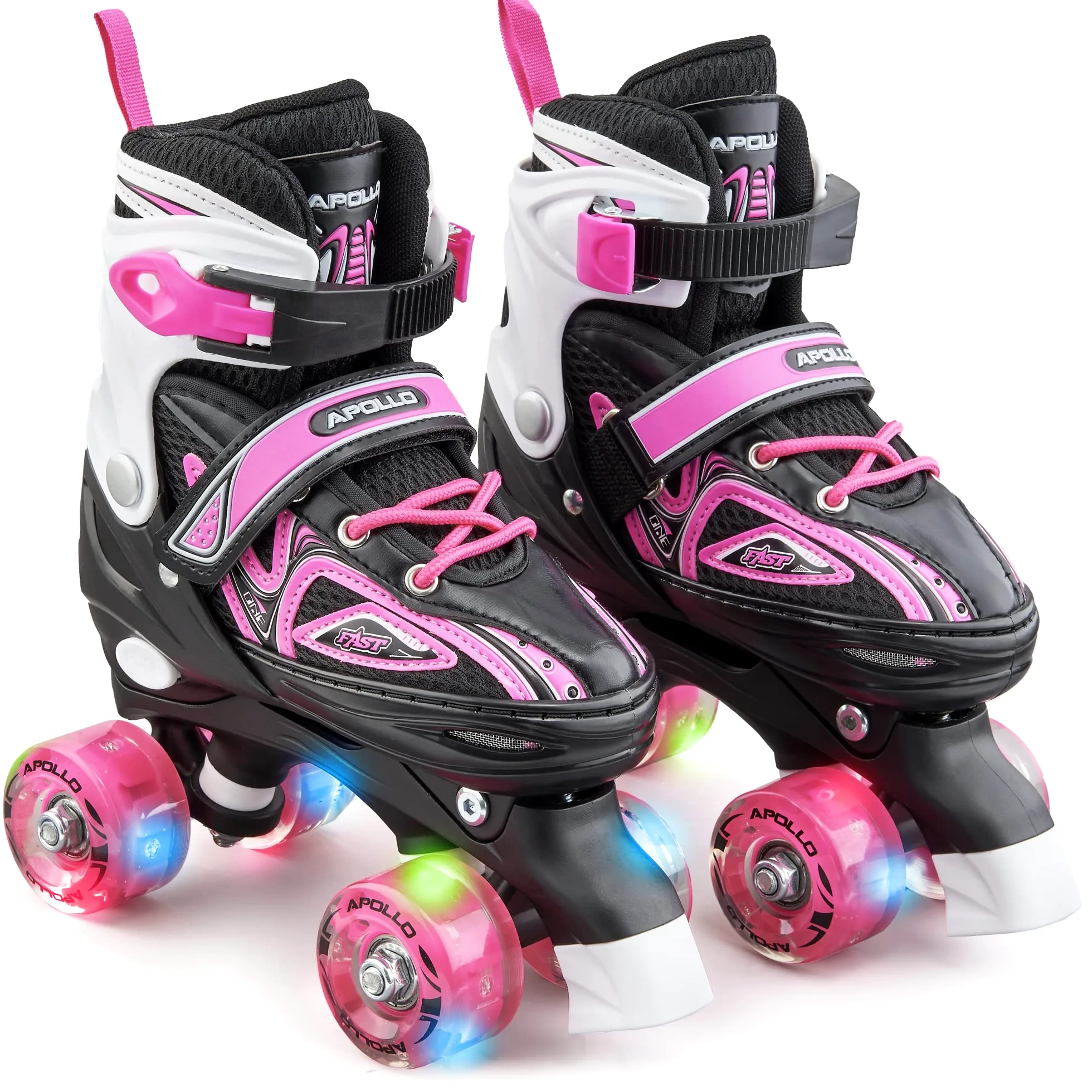 Apollo Super Quad X PRO, Pattini a rotelle LED per Bambini e Ragazzi, Ideali per Principianti, Comodi Pattini a rotelle per Bambine e Bambini