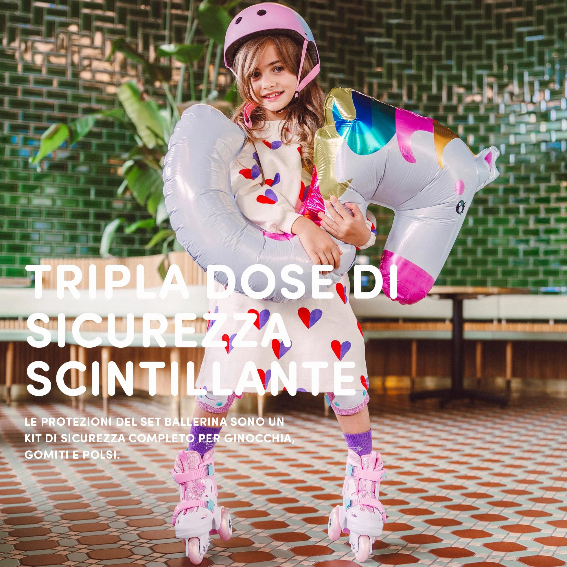 Cariboo Pattini per Bambini Regolabili Set Protezioni Ginocchia Gomiti Polsi Ballerina
