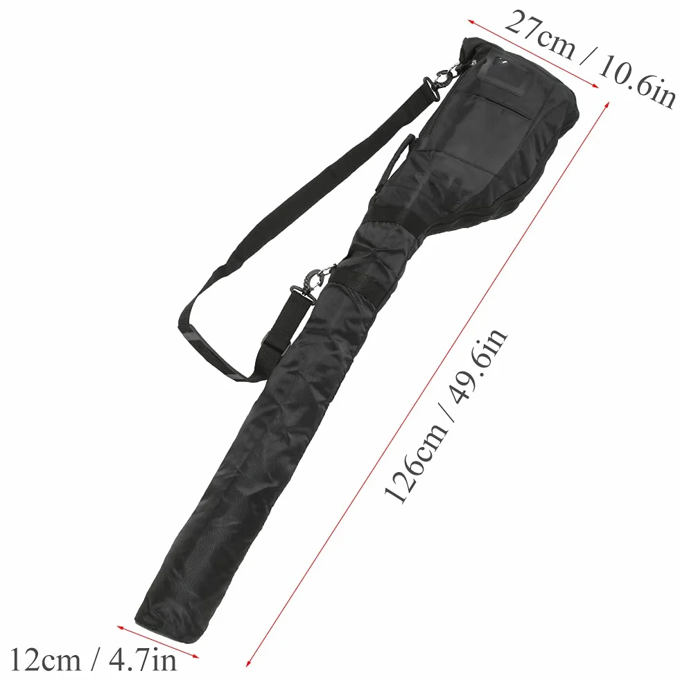 Borsa Mazze da Golf 126x27x12cm Sacca Portatile in Nylon con Tracolla e Tasche per Accessori, Copri Teste, Resistente all'Acqua