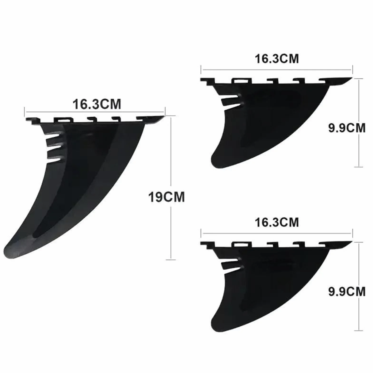 Pinna SUP Tavola da Surf Gonfiabile SUP da 9,9/19 cm, Nera/Bianca, con Pinna Centrale e Pinna Laterale, Nuovo Stile, for Sport Acquatici. Facile Installazione