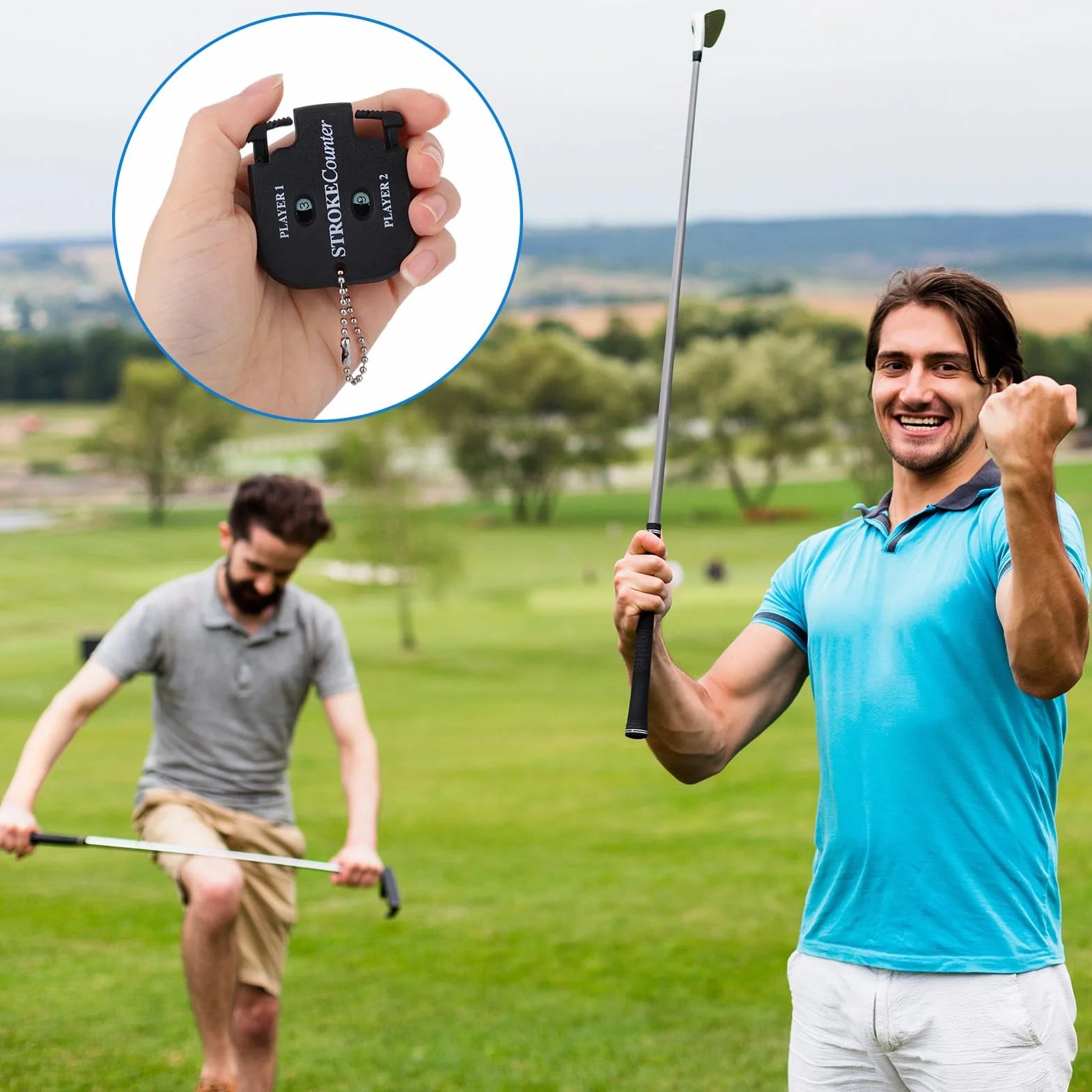 Contatori Colpi da Golf Segnapunti Portatile con Corda per 2 Giocatori Gare Allenamento