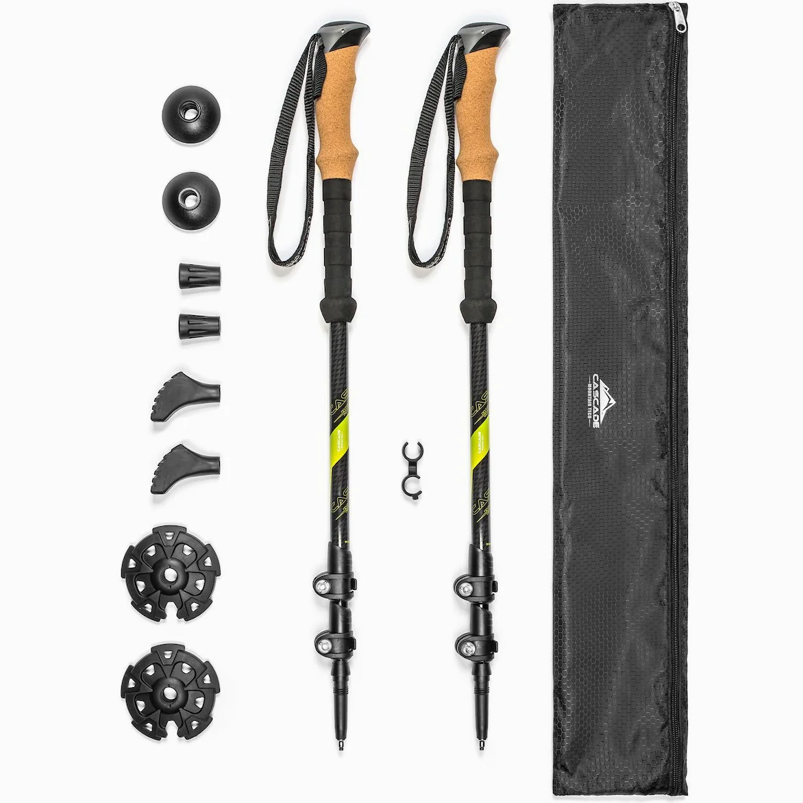 Cascade Mountain Tech 100% Fibra di Carbonio Trekking Pali Blocco rapido
