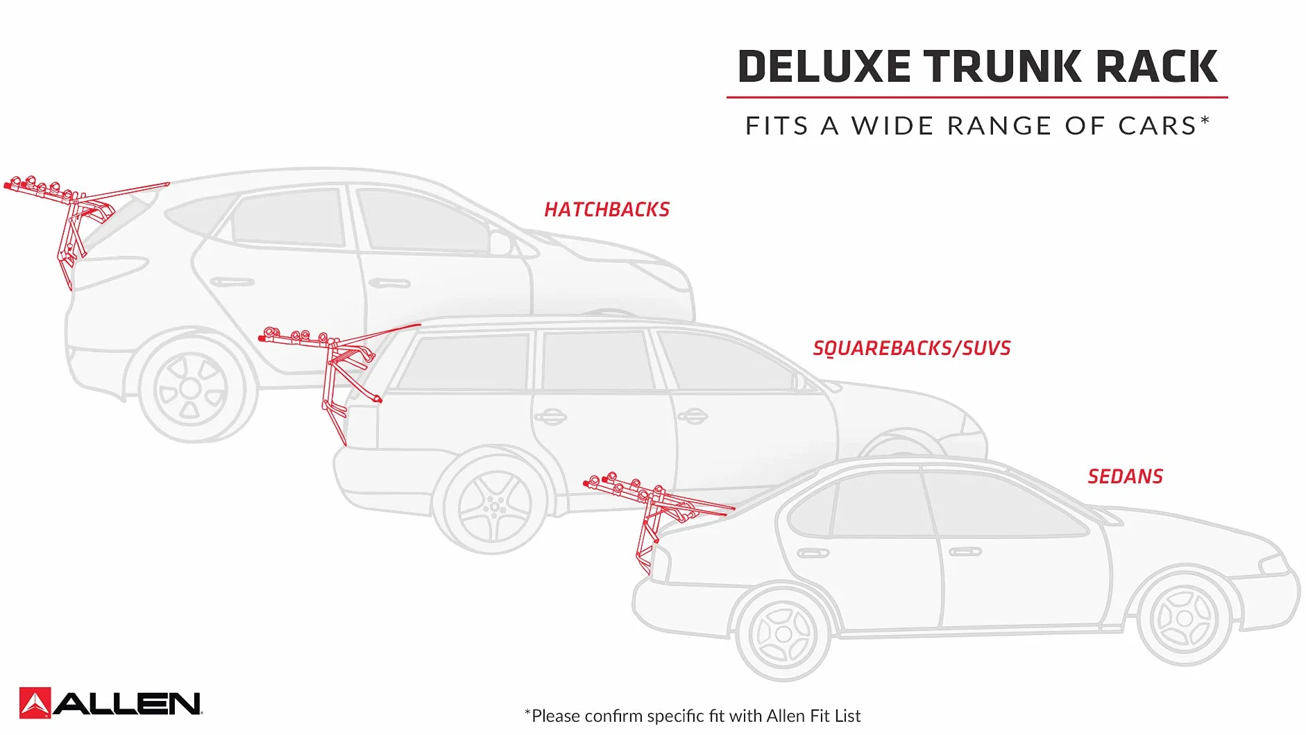 Allen Sports Deluxe+ 2-Bike Trunk Mounted Carrier QS2