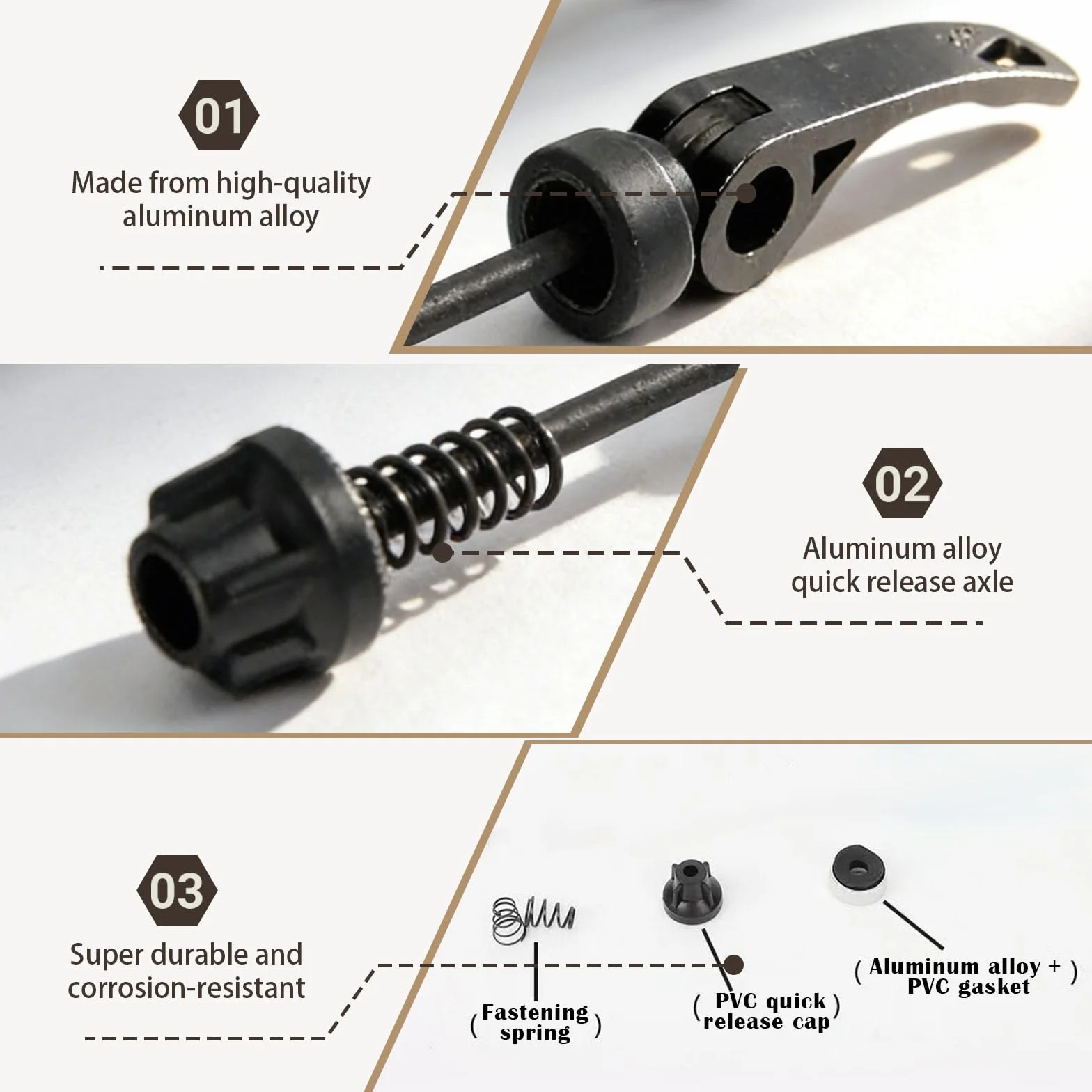 Tappo perno ruota bici 2 pezzi sganci rapidi antifurto compatibili MTB bici da strada lega leggera neri