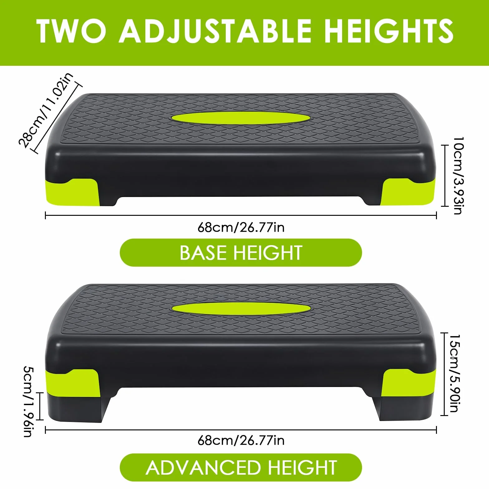 Basics Pedana Step Aerobica Regolabile 3 Altezze 10/15/20cm Fitness