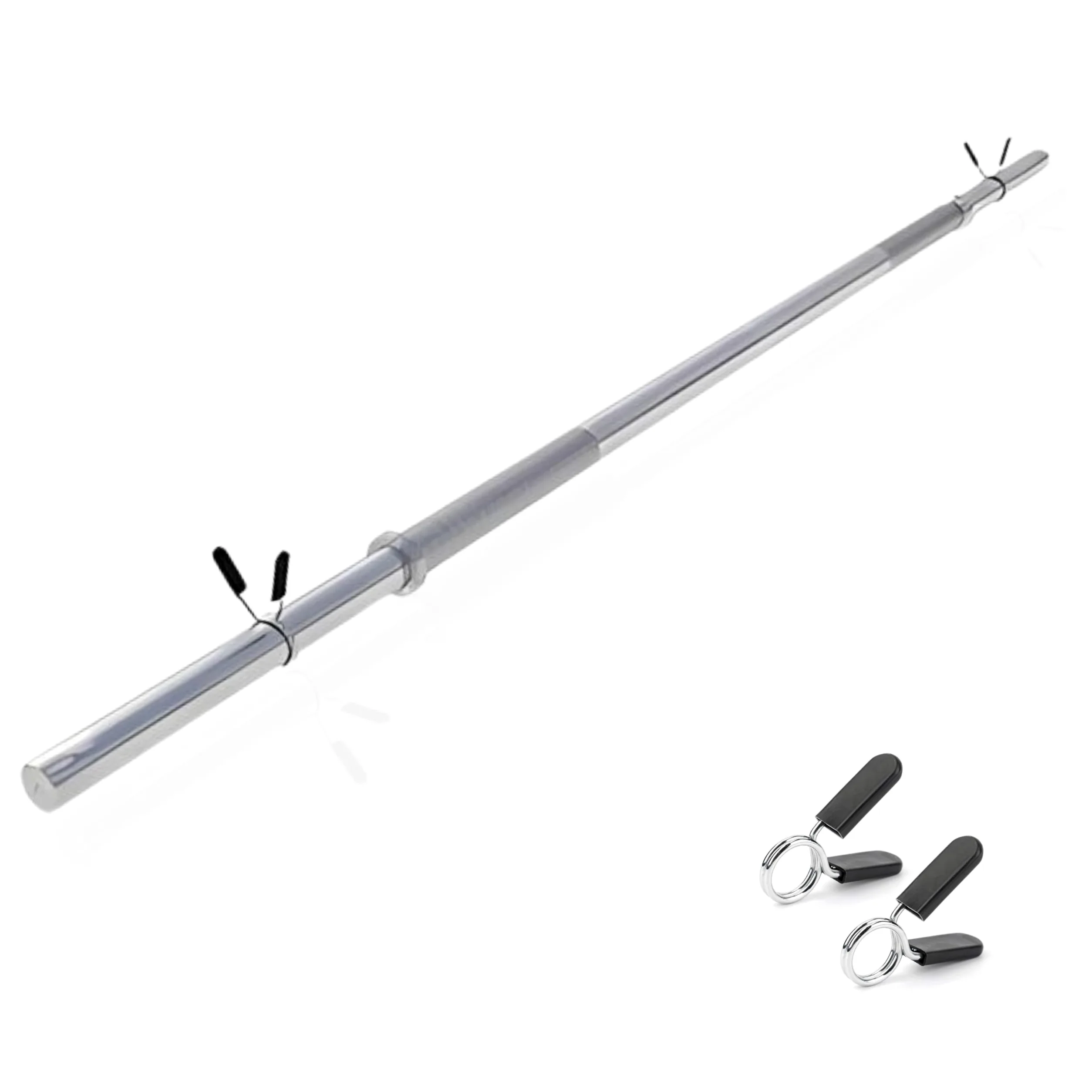 Bilanciere Palestra in Acciaio con Fermadischi Inclusi - Bilanciere 28mm Cromato 220 cm (11 KG) - Attrezzi Palestra Casa - Fitness Home Gym - Allenamento a Casa ottimale