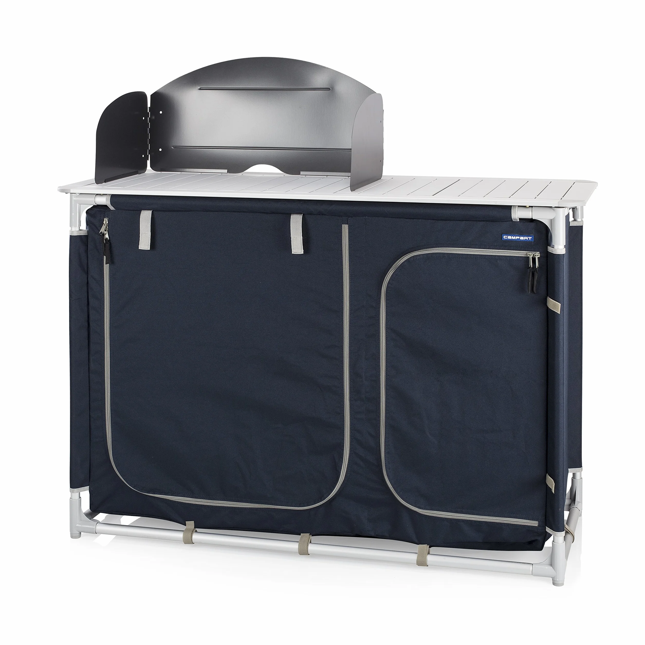 Campart Cucina da campeggio con lavandino e paravento KI-0753 Blu