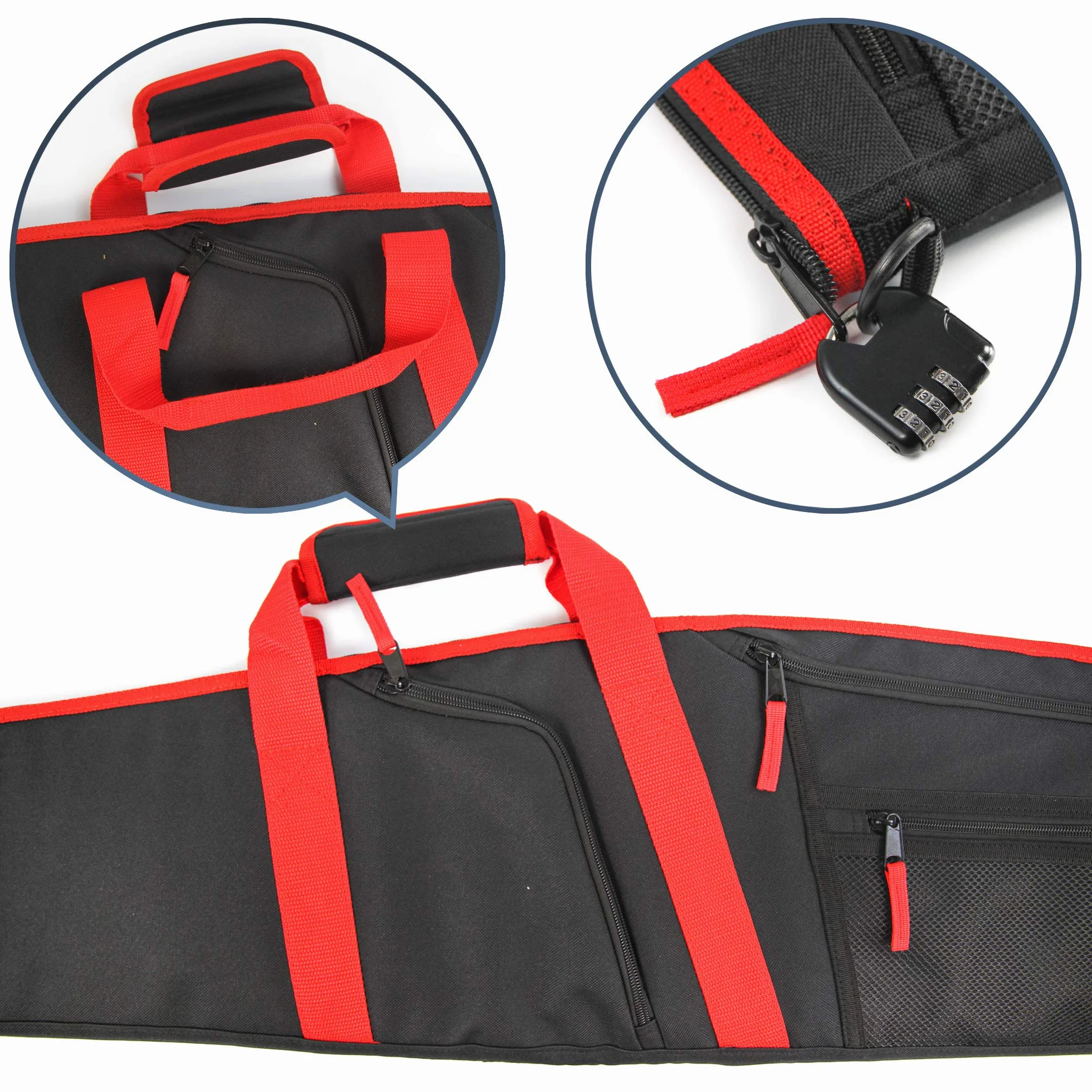 Custodia Morbida per Carabina Borsa da Trasporto di Fucile con Tracolla 125cm Nero Rosso