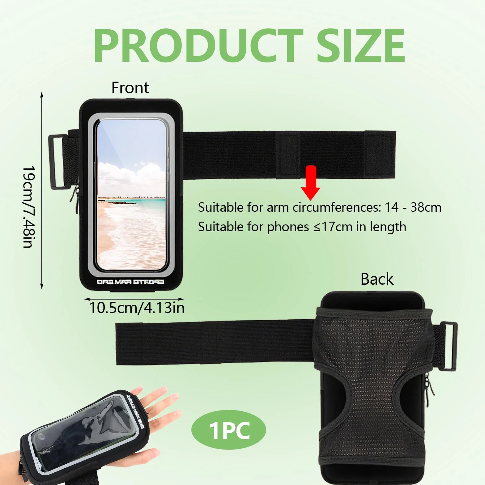 Bracciale da polso 2 in 1 per cellulare fino a 7 pollici, resistente al sudore, traspirante per corsa e palestra