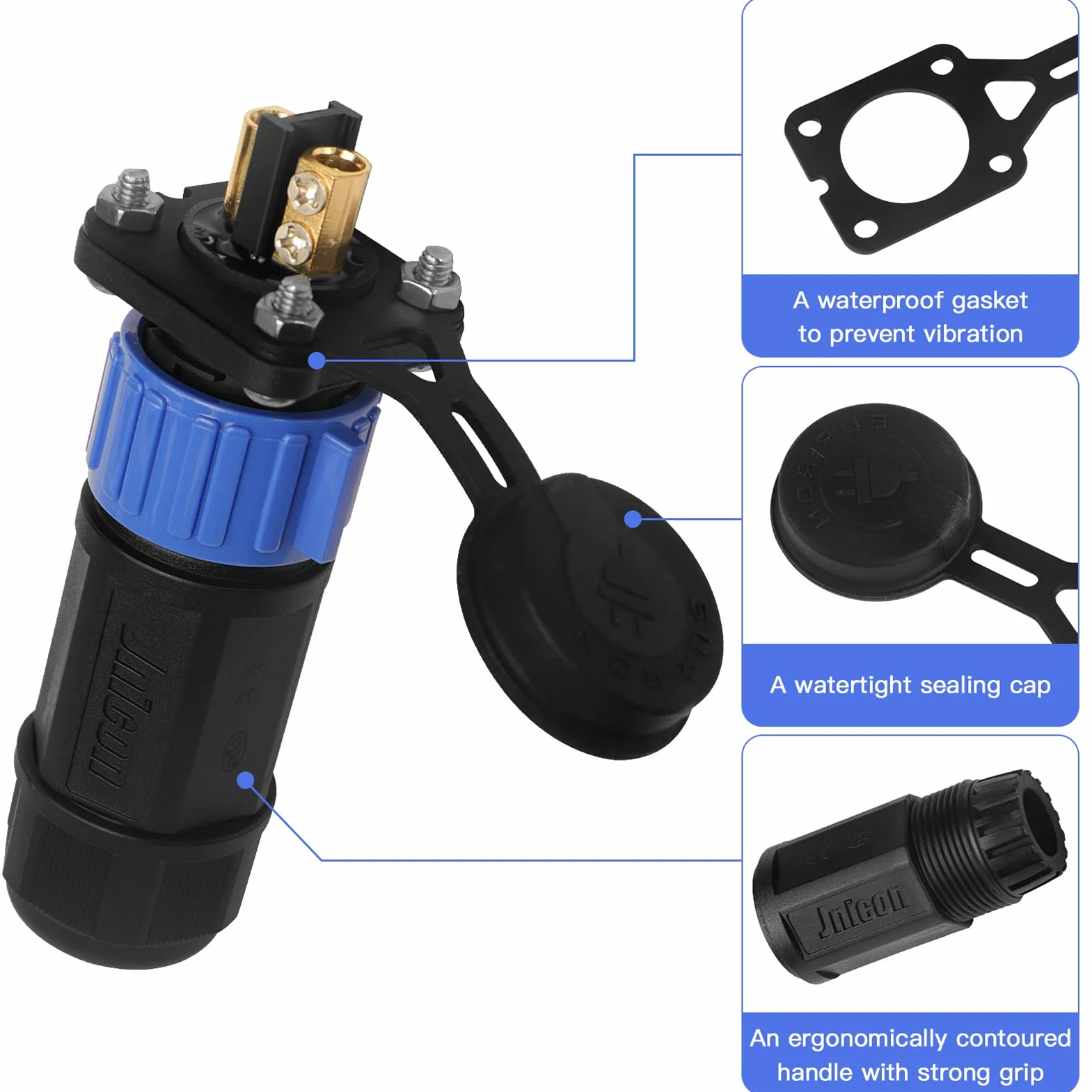 Set di Prese per Motore Pesca a Traina 12V/24V/36V/48V Connettore Alimentazione CC Impermeabile Barche Marine 2 Pezzi