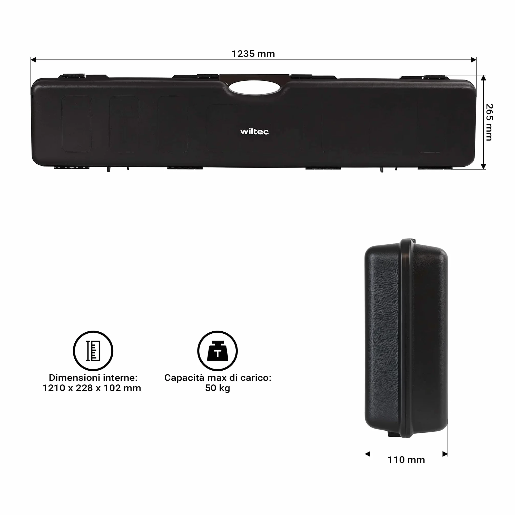 Wiltec Valigetta Porta Armi Custodia per Due Fucili 34,5" Anturto Imbottito