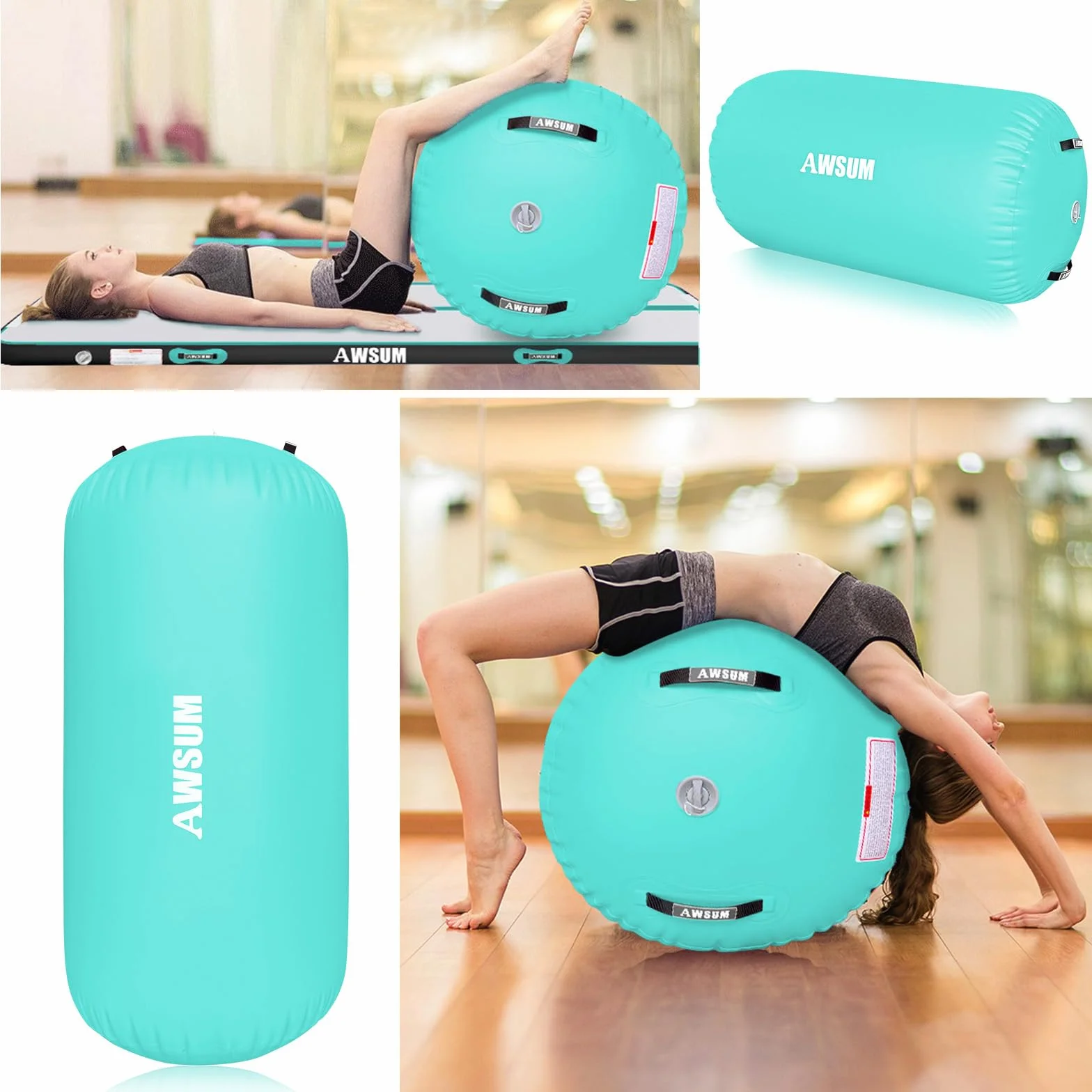 AWSUM Ginnastica Air Roller Tumbling Barrel Back Somersault Backbend Trainer per ginnastica Attrezzatura gonfiabile Springboard con pompa elettrica