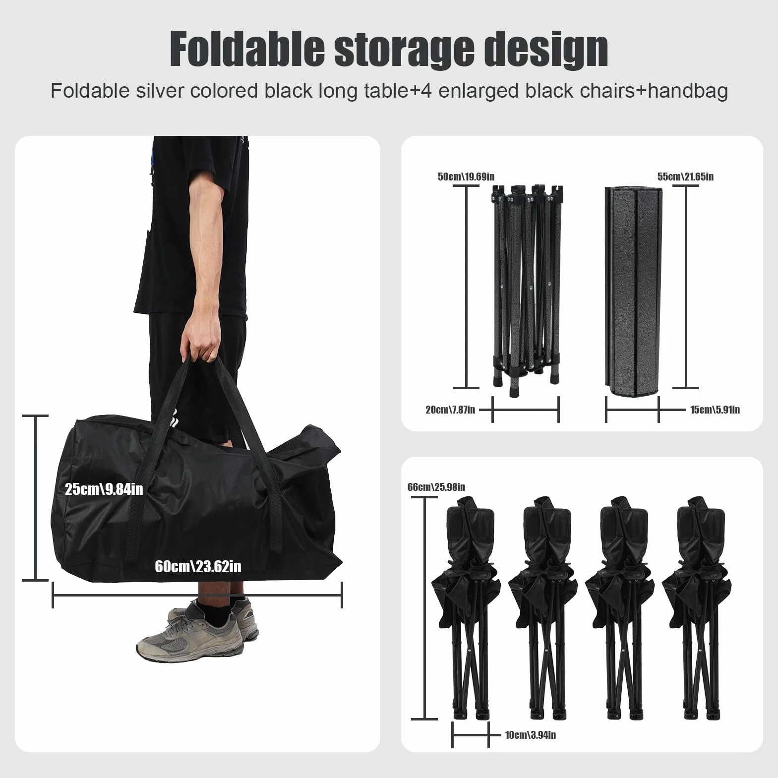 Pieghevoli Tavolo e Sedie da Campeggio Set, Oxford Resistente 75 kg/100 kg