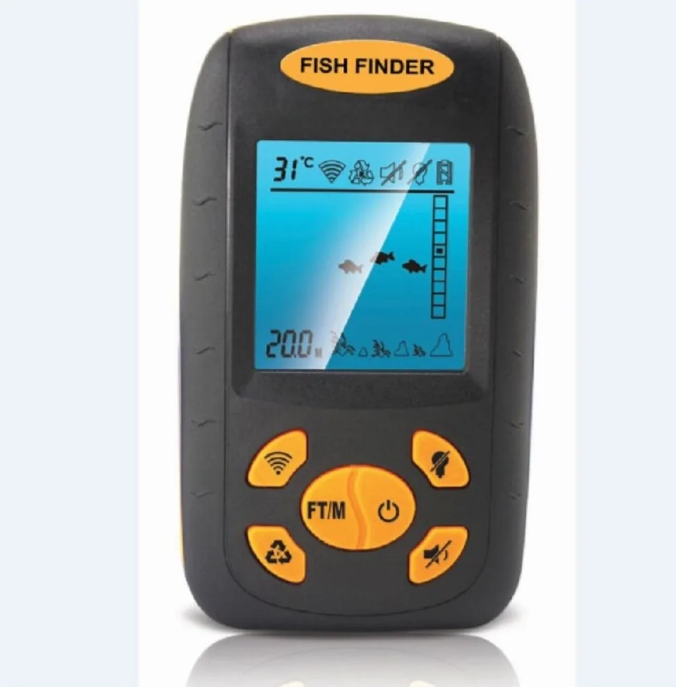 NUZAMAS Ecoscandaglio portatile con sensore sonar cablato e display LCD, per barca, kayak, profondità di 100 metri