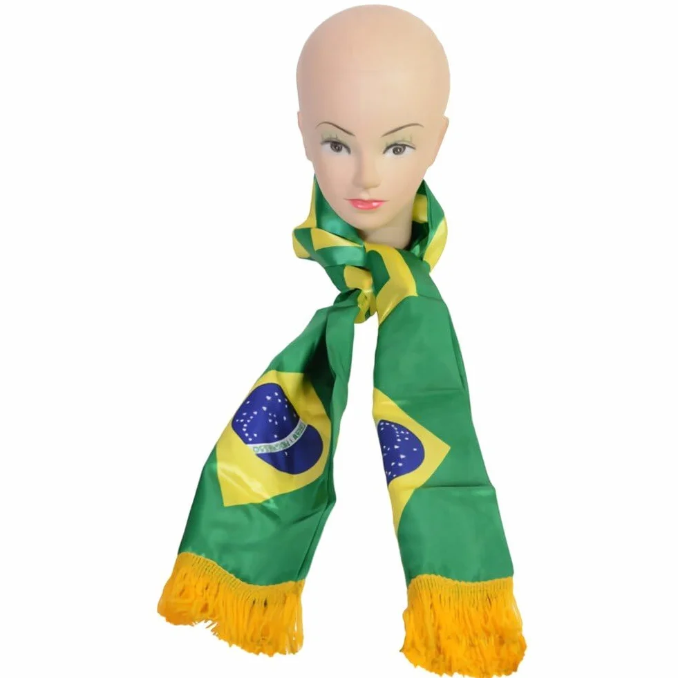 Sciarpa Calcio Brasiliana Verde Gialla Bandiera Brasile Raso