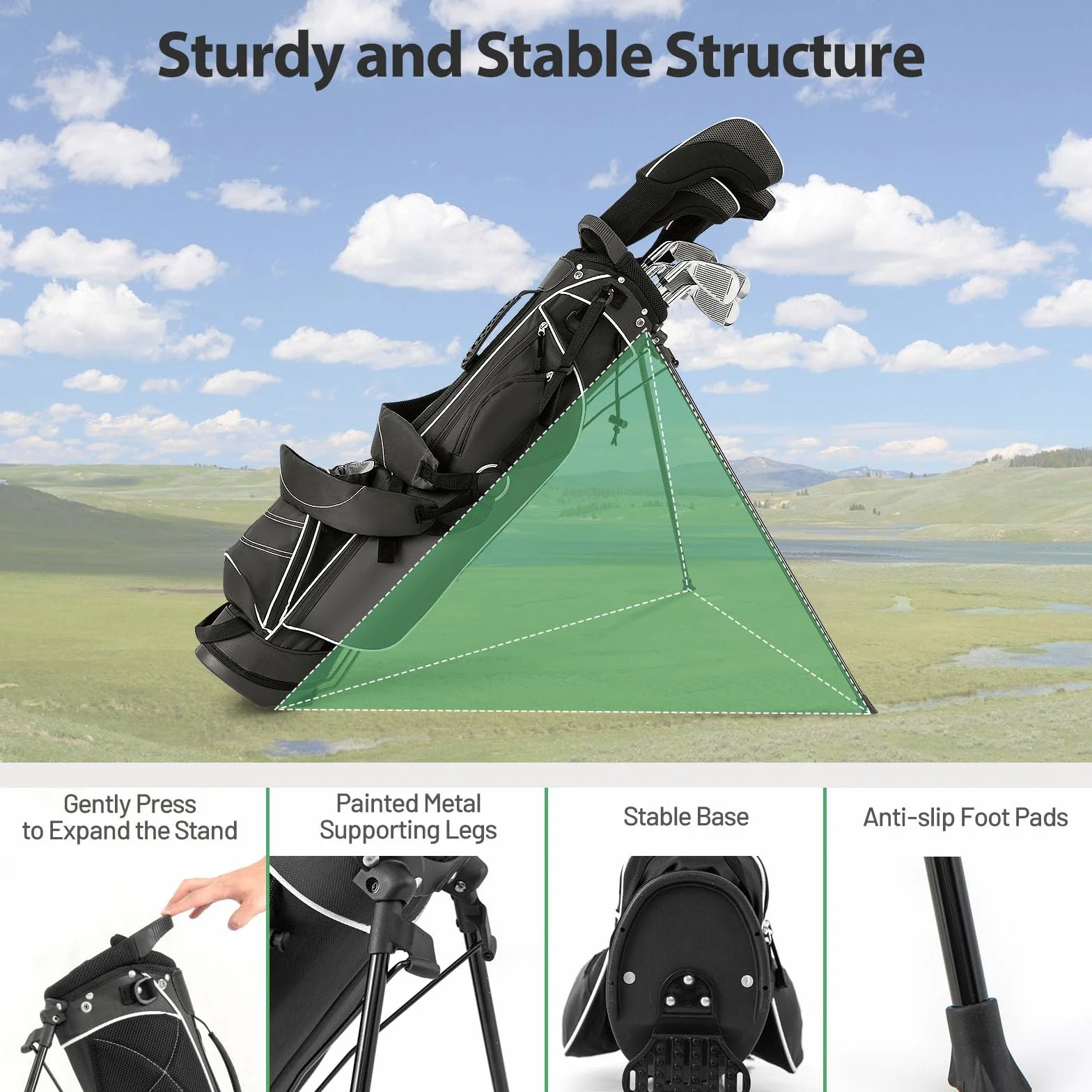 LIFEZEAL Borsa da golf 4 divisori spallacci regolabili leggera