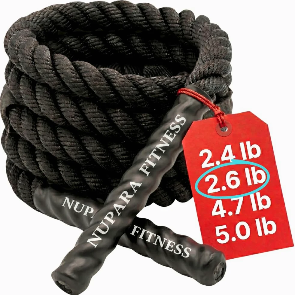 Corda per saltare ponderata per uomini e donne. Corda per saltare pesante per adulti, per fitness, esercizio, forza, cardio, e perdita di peso. Da 1,1 kg a 2,3 kg.