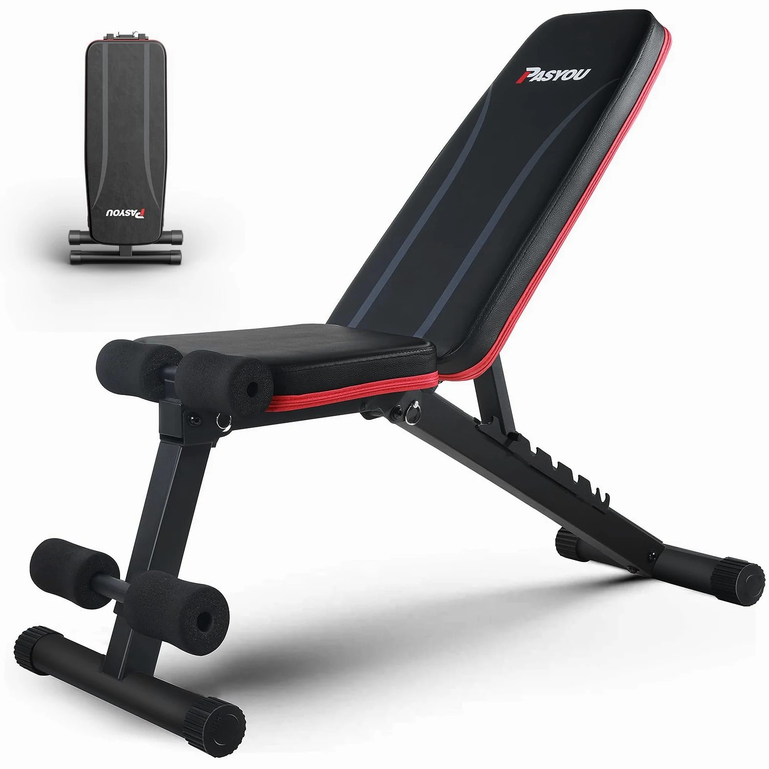 PASYOU Panca Palestra Multifunzione, 7 in 1 Panca Pesi Regolabile,Panca Addominali, Panca Piana Pieghevole Fitness Adatto per Casa e Palestra, 230Kg Capacità di Peso PA300