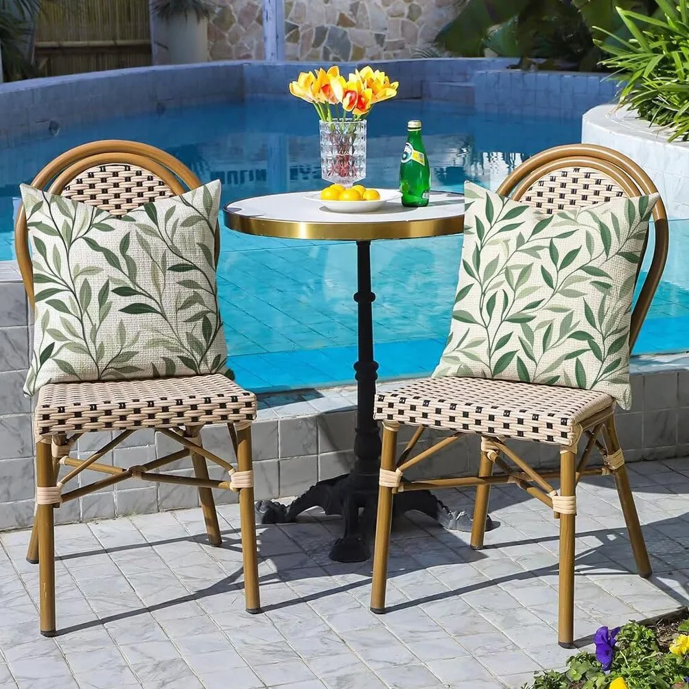 Federe Cuscini Divano 35x35 Set 2 Impermeabili Verde Salvia Copricuscini Lino Cerniera Invisibile Garden Furniture Bench