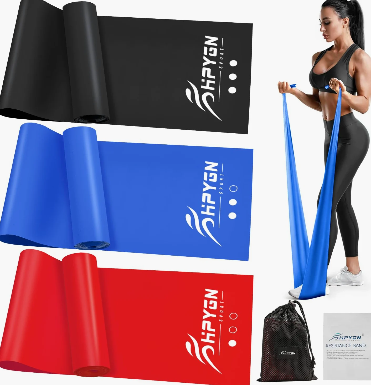 Set di fasce di resistenza con 3 livelli di resistenza, fasce elastiche delicate sulla pelle con borsa per il trasporto, allenamento della forza, pilates, yoga, adatte per allenamenti a casa o in