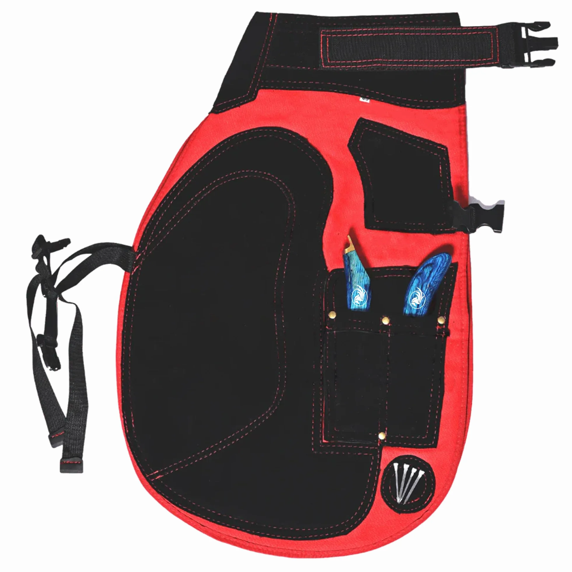 Grembiuli in vera pelle scamosciata 59 cm Rosso & Nero per zoccoli utensili trimmer chaps