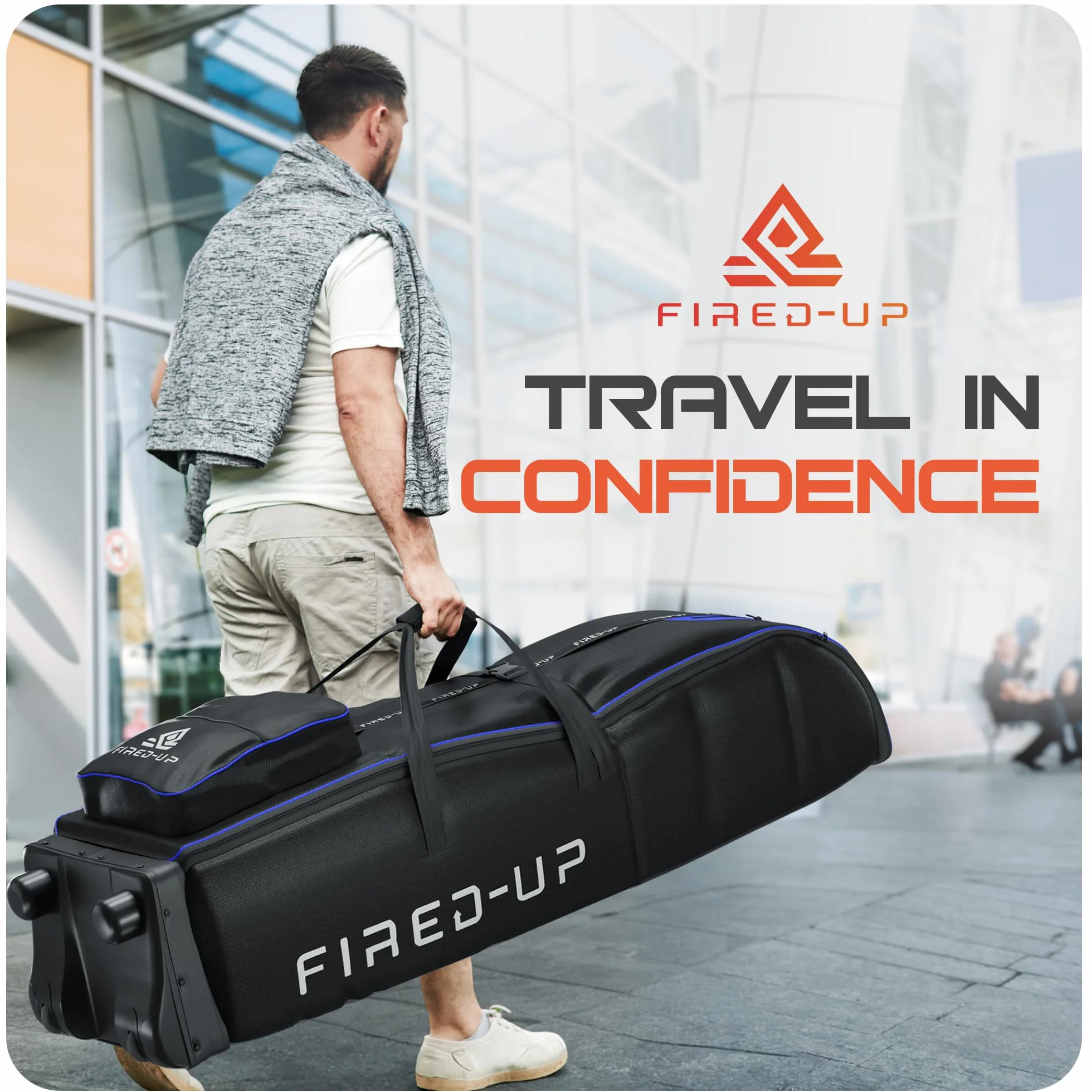 Borsa da viaggio da golf con ruote in nylon 1680D pieghevole per compagnie aeree