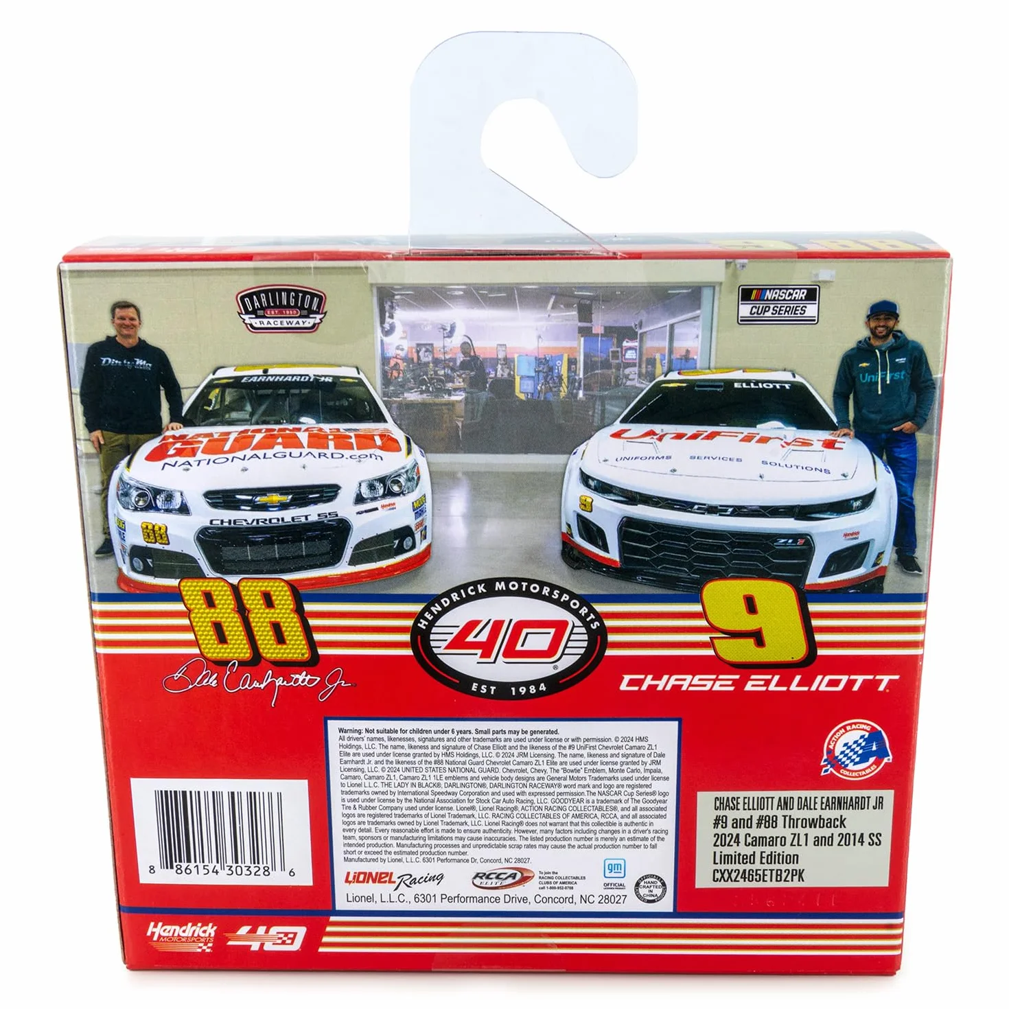 Lionel Racing Chase Elliott/Dale Earnhardt Jr 2024 Darlington Throwback 2-Car Diecast Set in scala 1:64