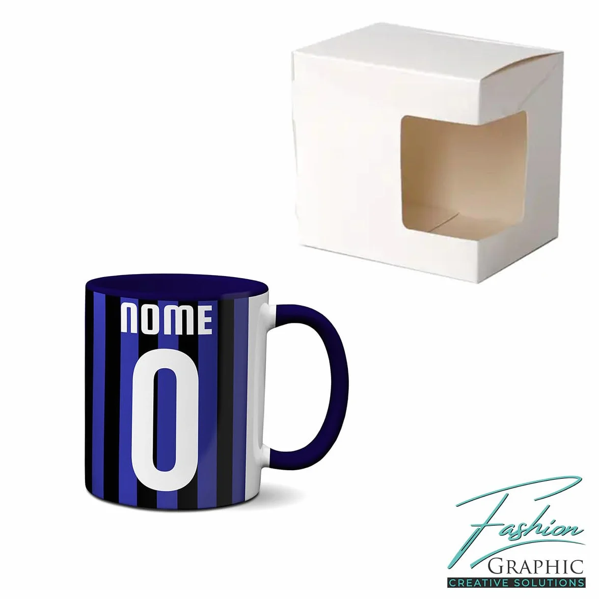 Personalizzata Tazza in Ceramica Tifosi Ultras Squadra Mug con Nome e Numero Nerazzurro Blu